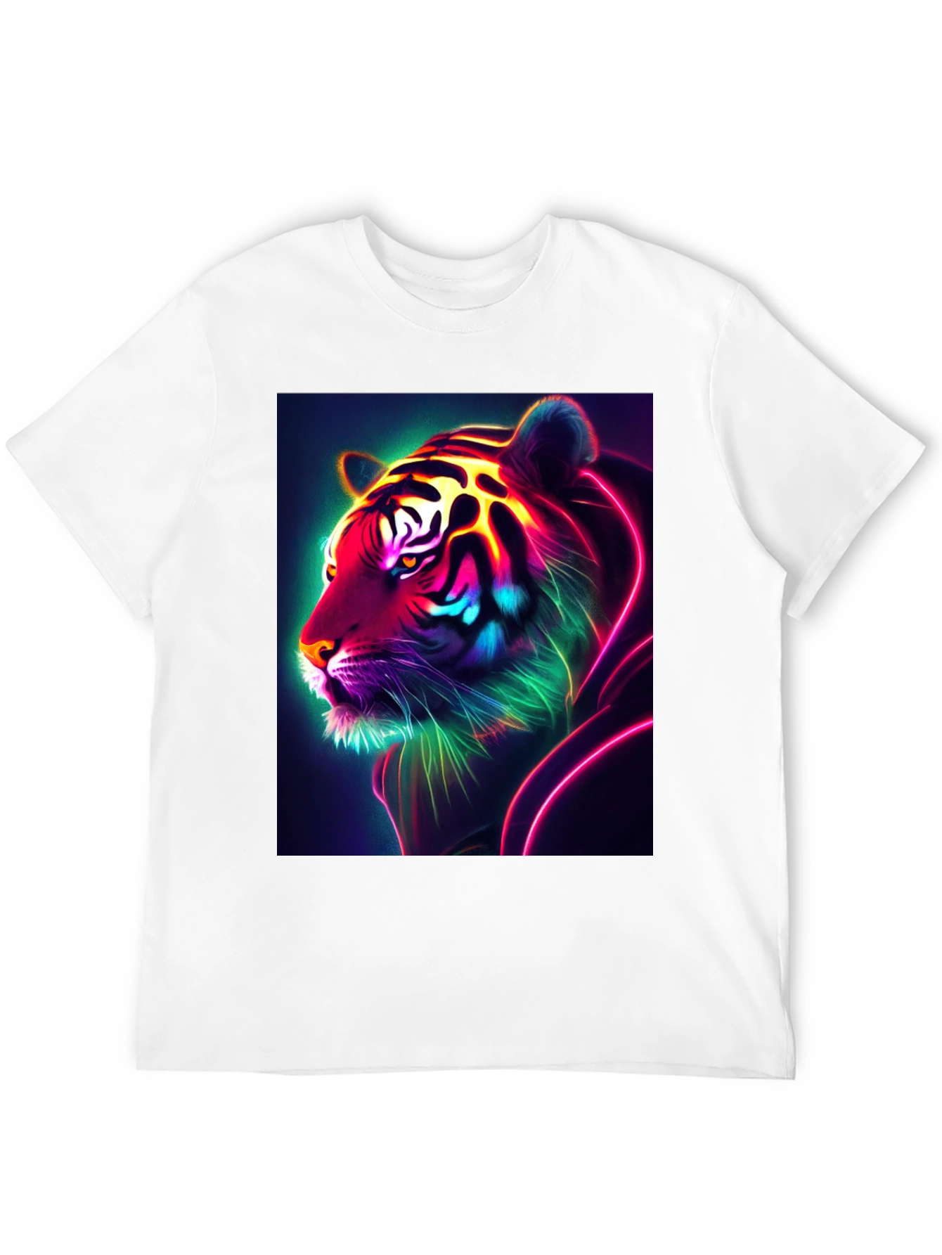 Neon Tiger Graphic Tee - Bold Black Shirt