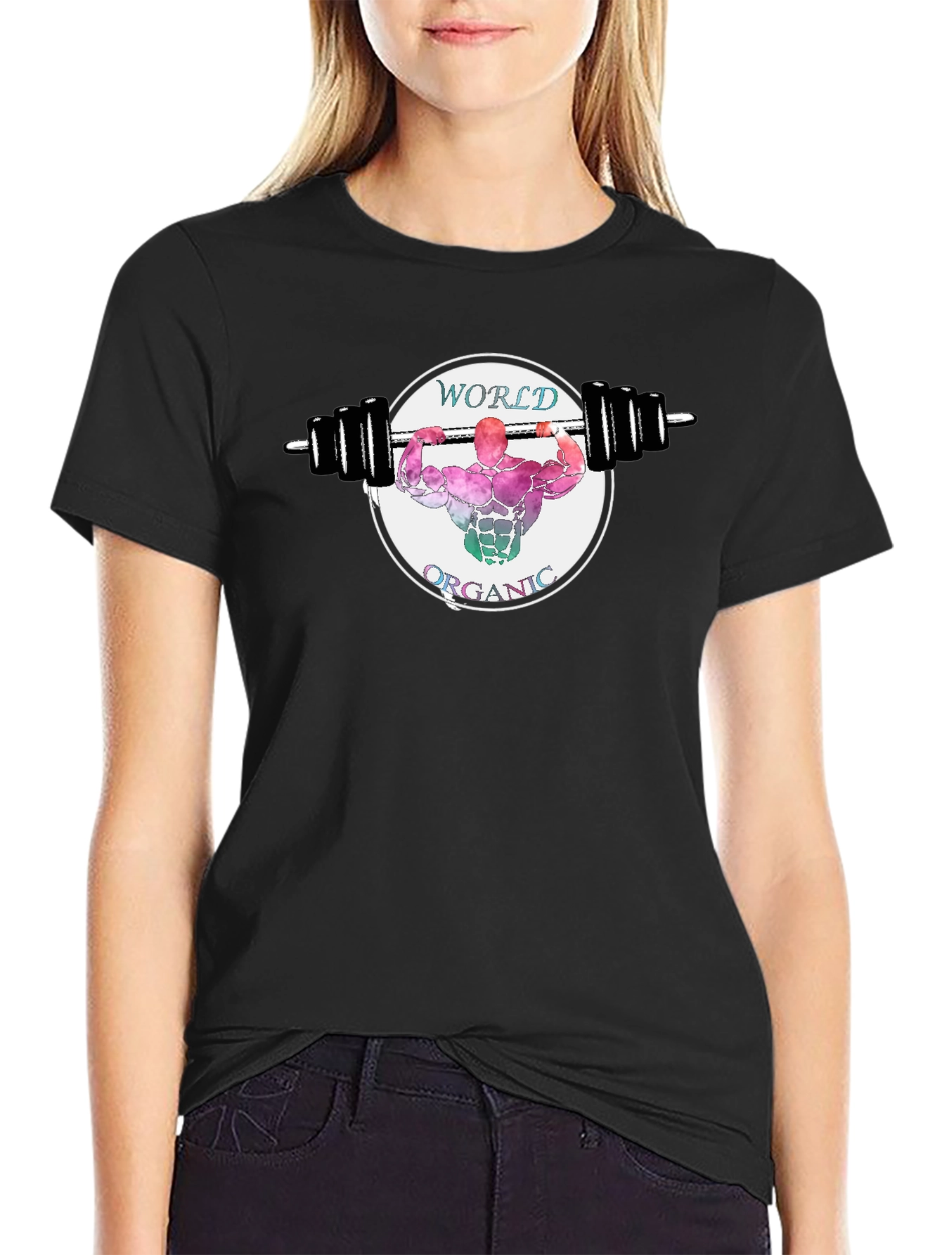 World Organic Fitness Black T-Shirt