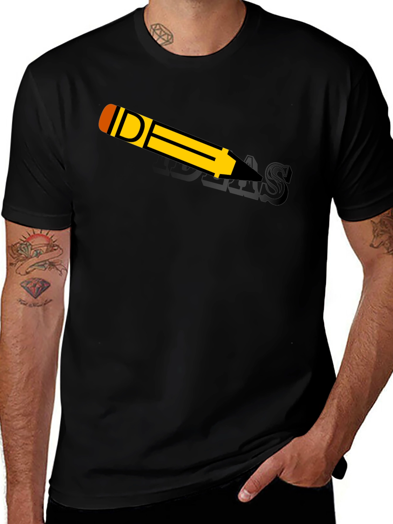 Ideas Pencil Black Graphic T-Shirt