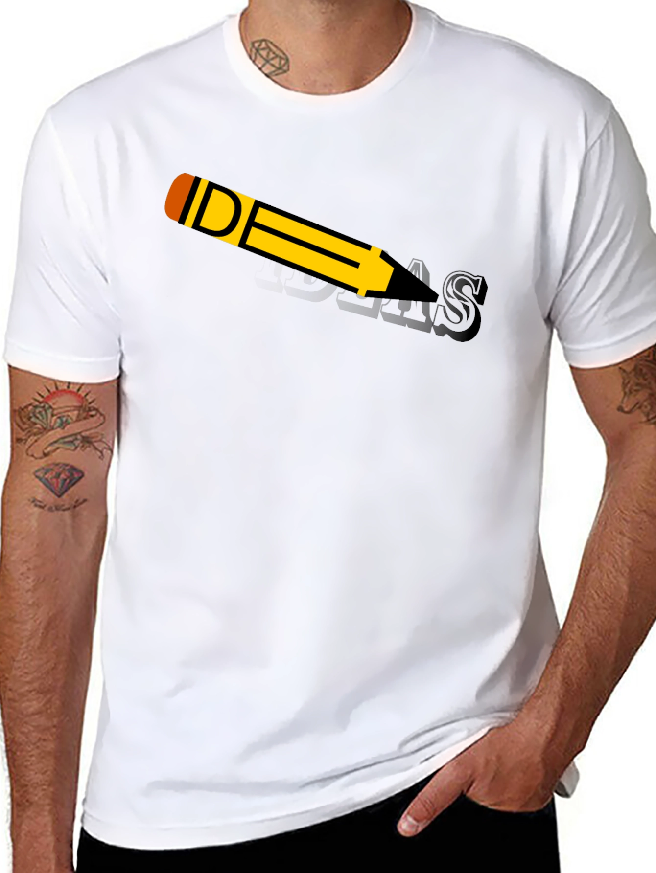 Ideas Pencil Black Graphic T-Shirt
