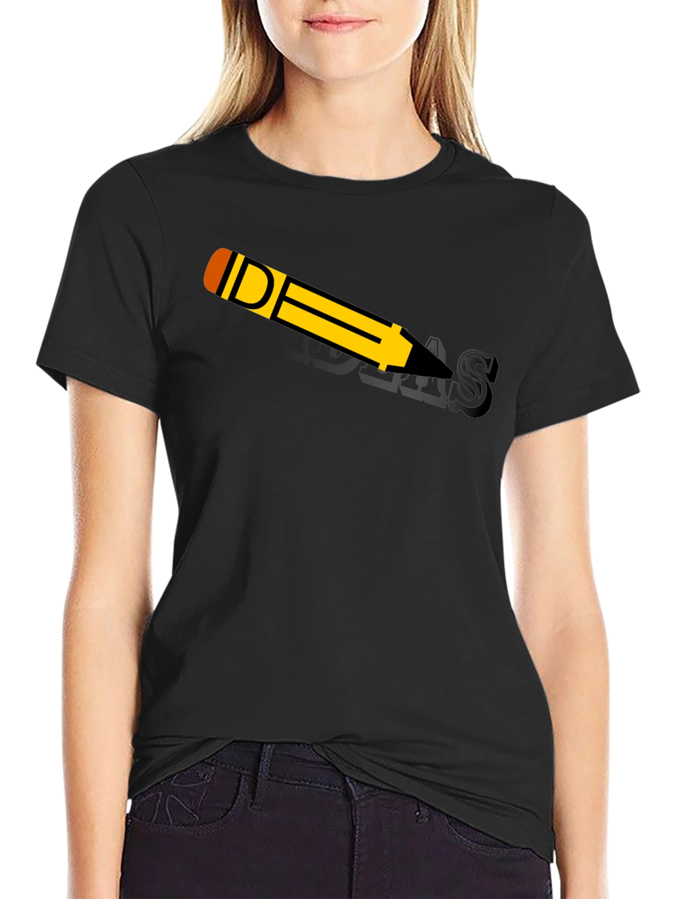 Ideas Pencil Black Graphic T-Shirt