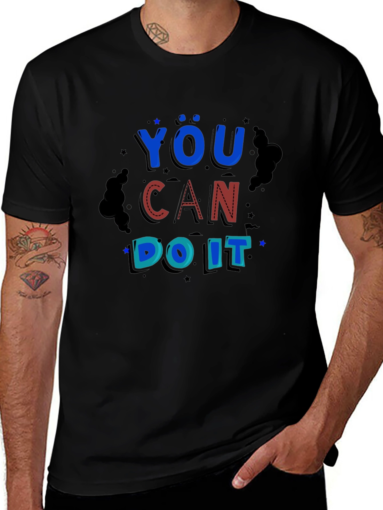 You Can Do It Black Graphic Print Tee