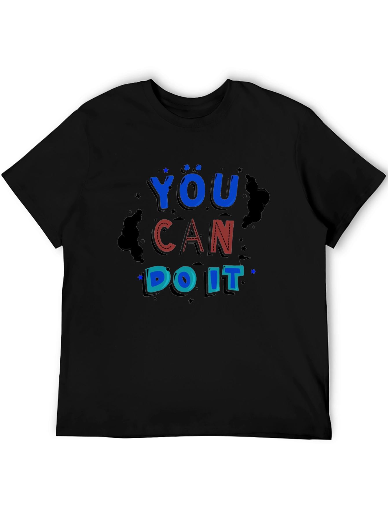 You Can Do It Black Graphic Print Tee
