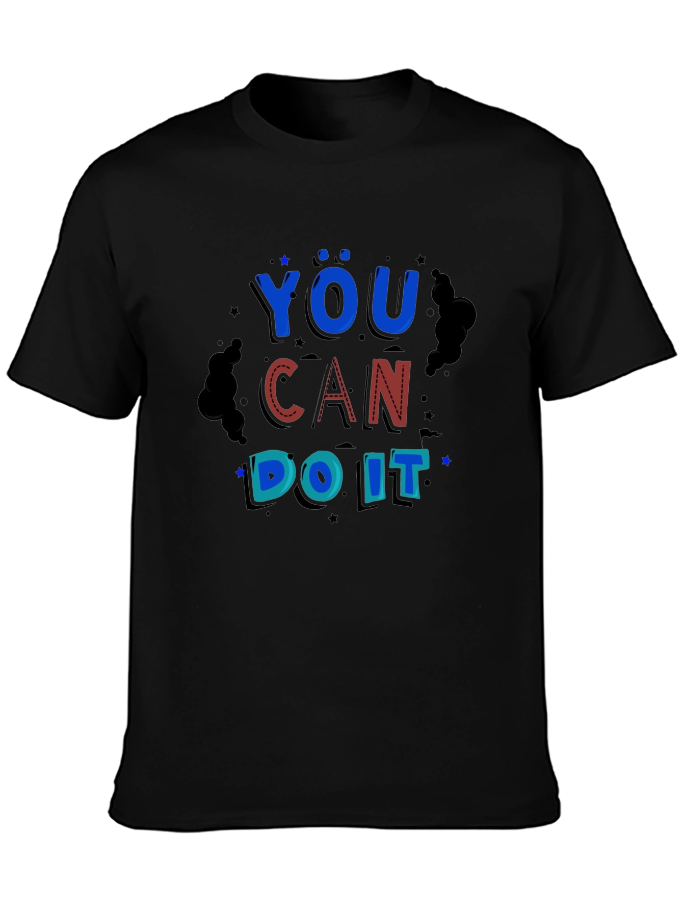 You Can Do It Black Graphic Print Tee