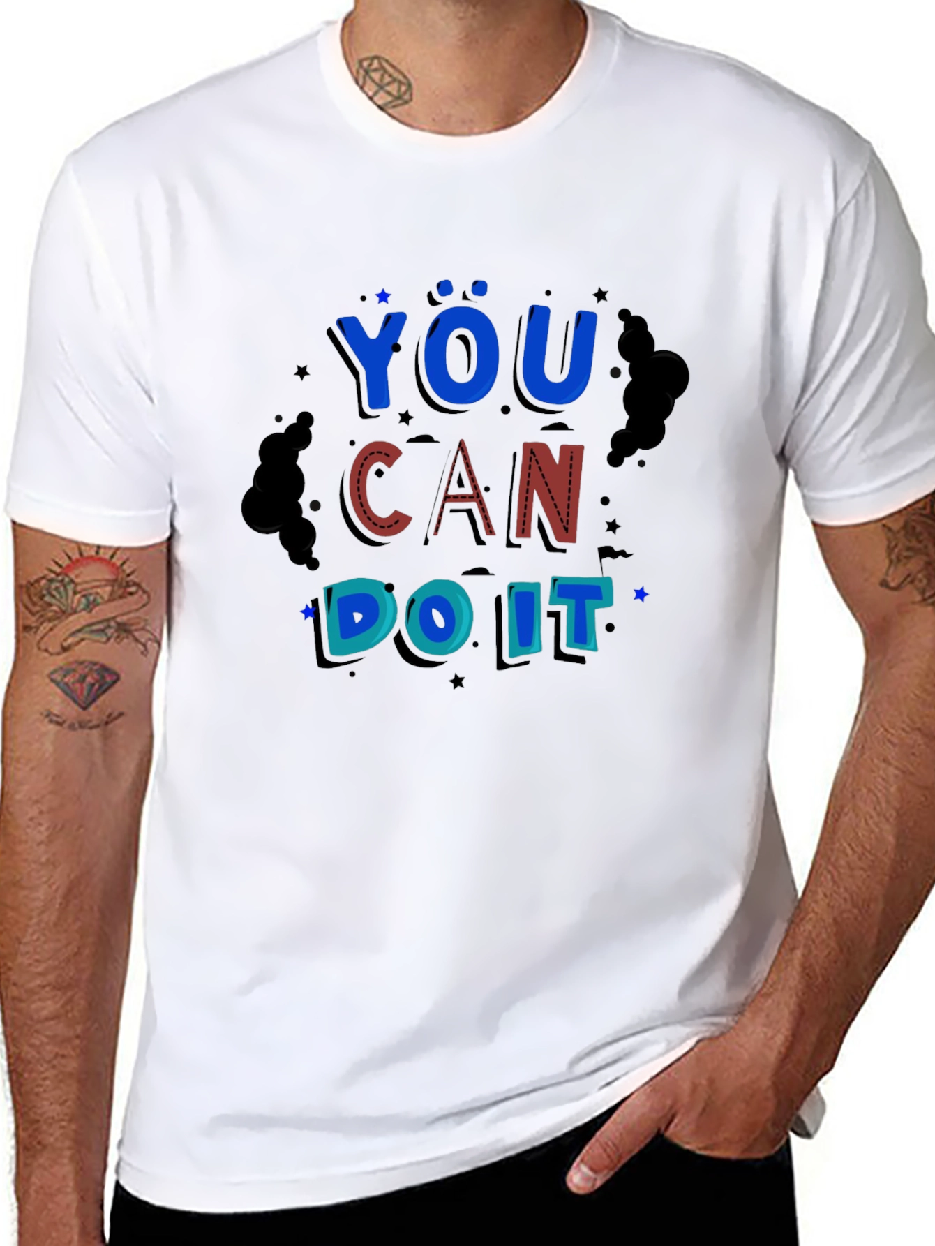 You Can Do It Black Graphic Print Tee