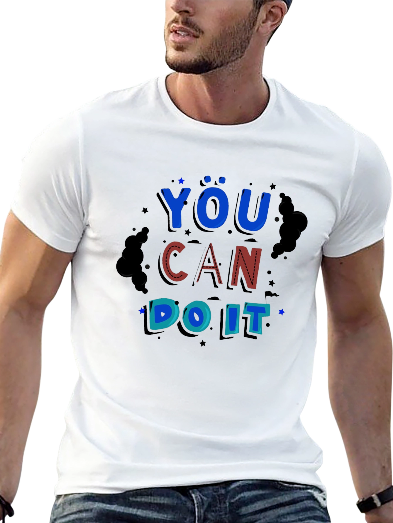 You Can Do It Black Graphic Print Tee