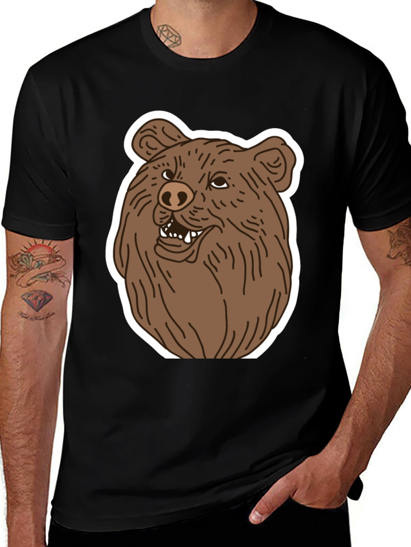 Bear Graphic Tee - Mens Black T-Shirt