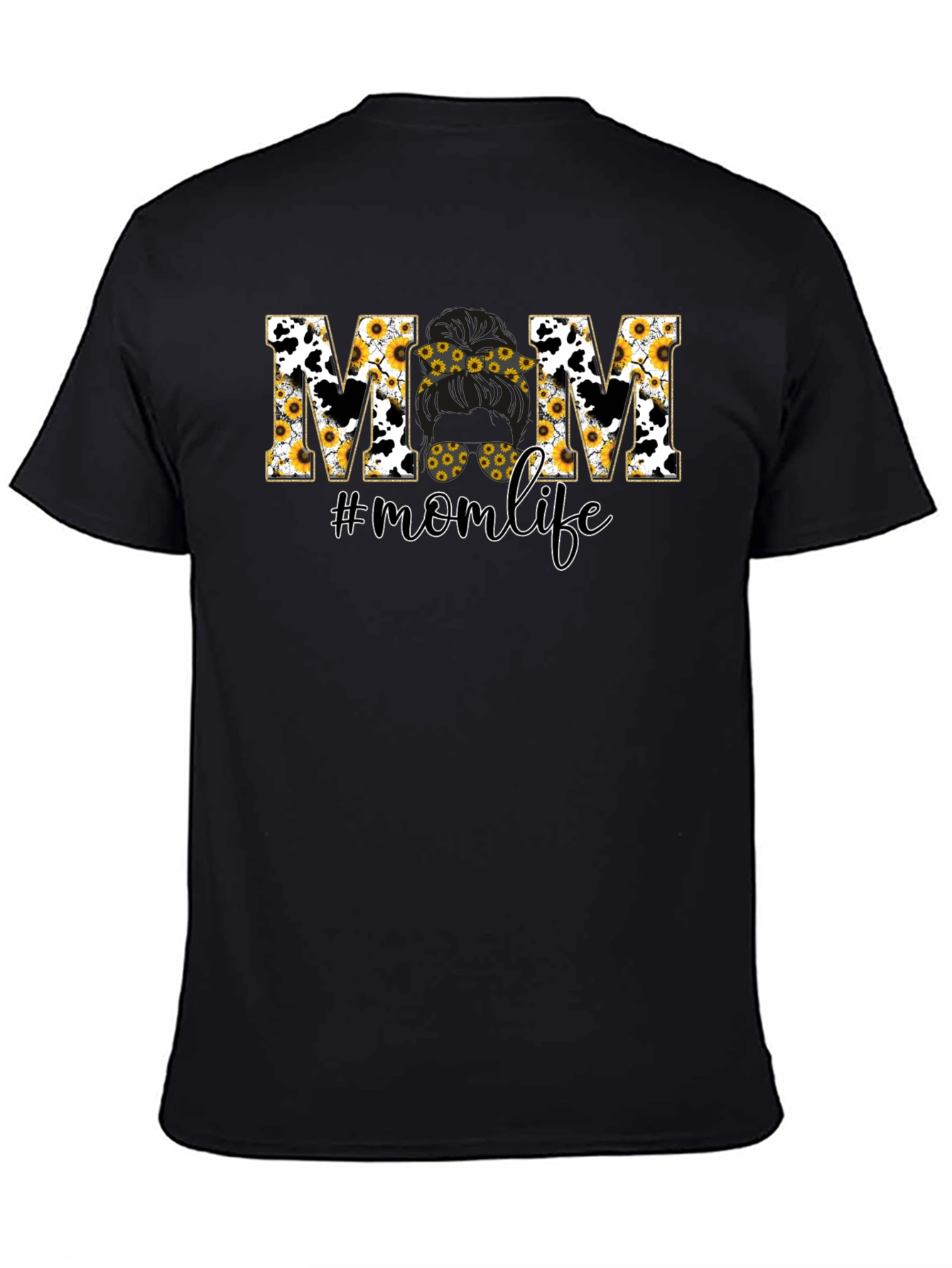 Mom Life Sunflower Cow Print T-Shirt