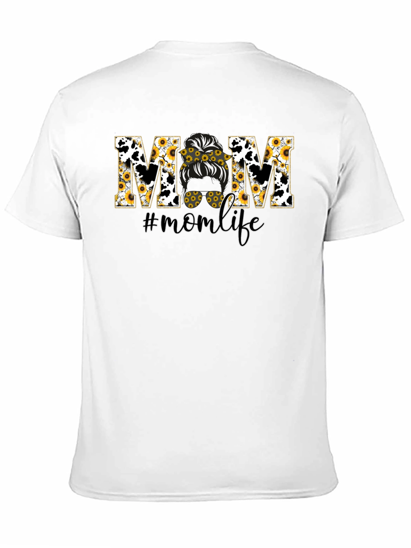 Mom Life Sunflower Cow Print T-Shirt