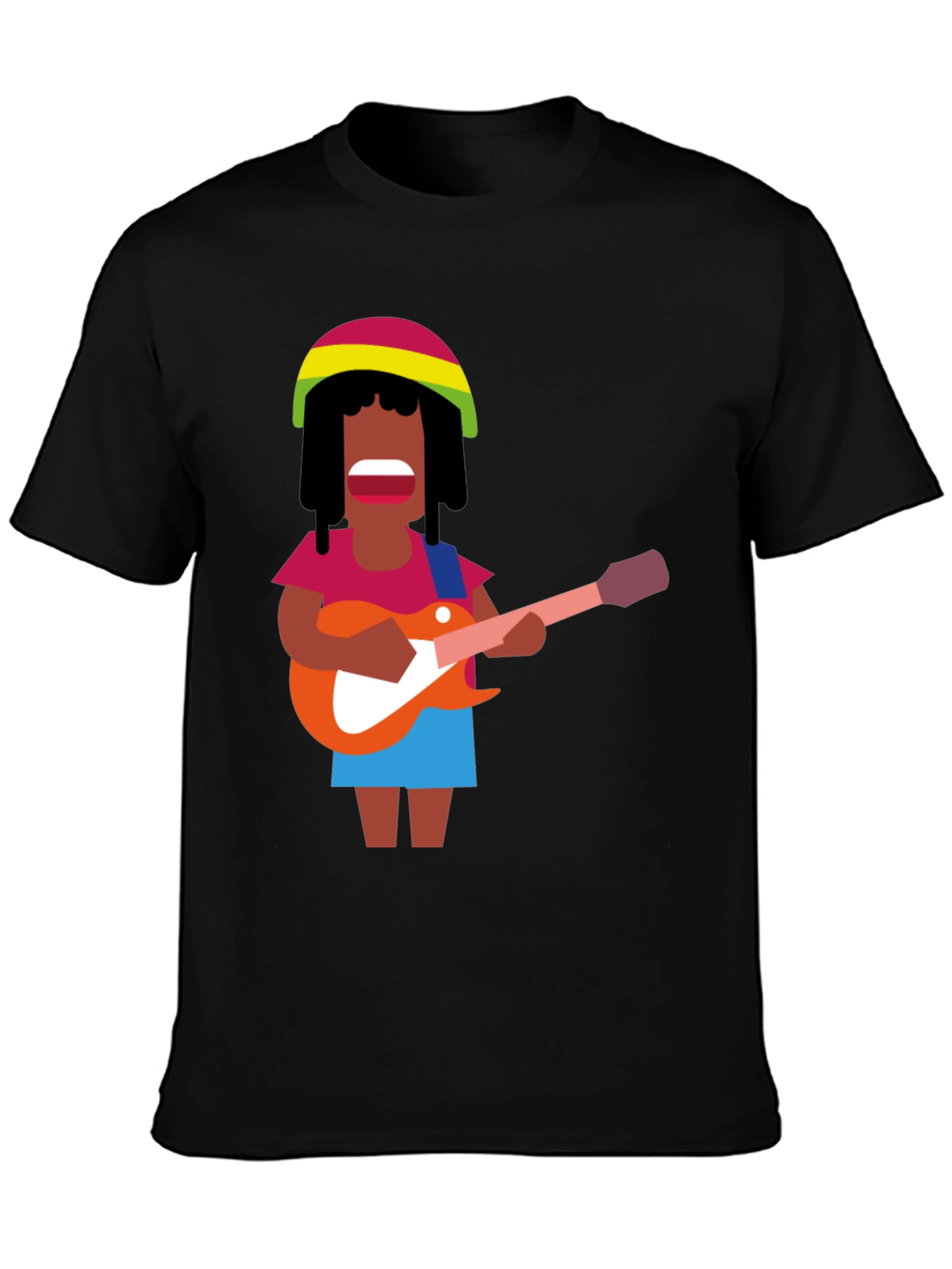 Rasta Reggae Musician Graphic Tee - Black