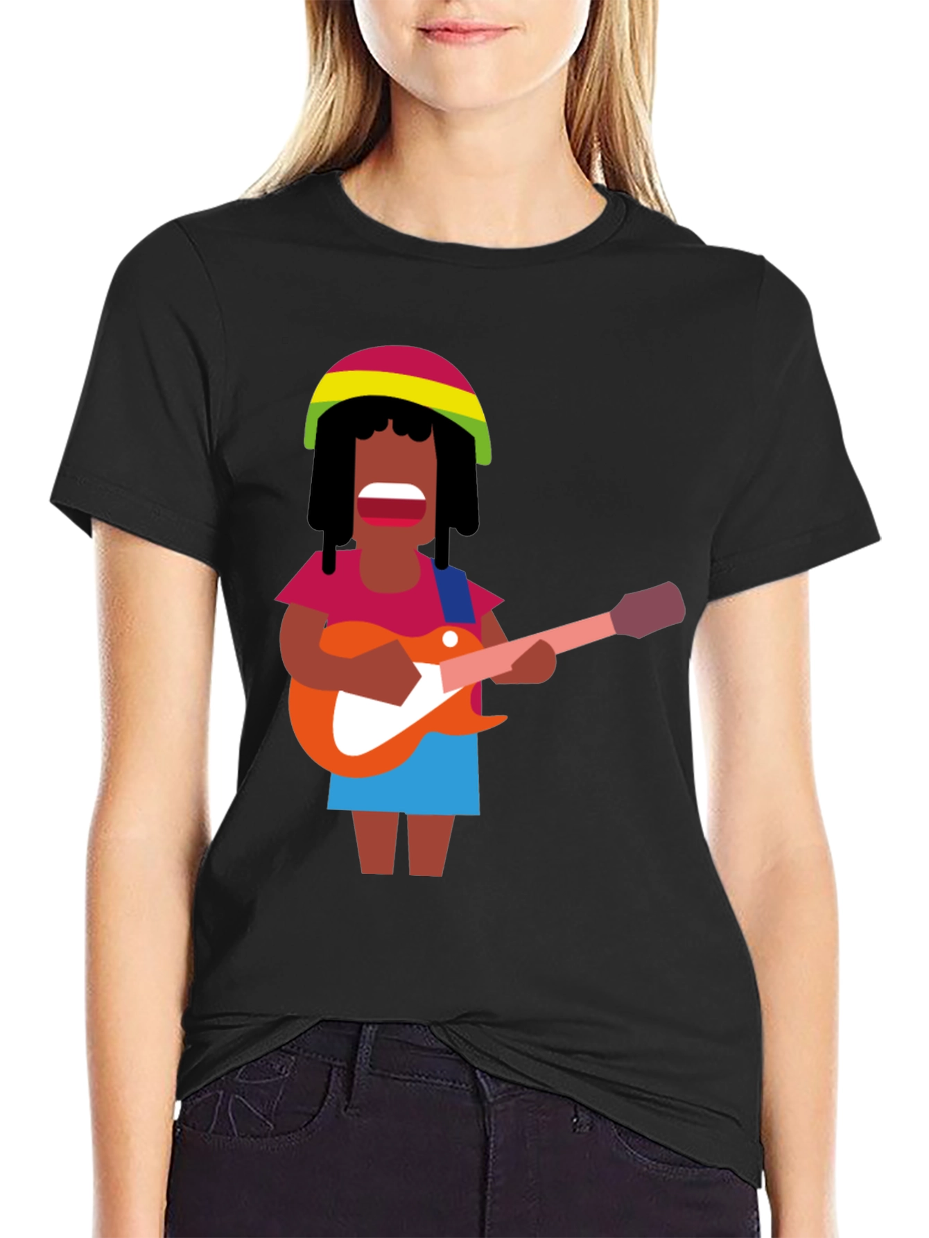 Rasta Reggae Musician Graphic Tee - Black