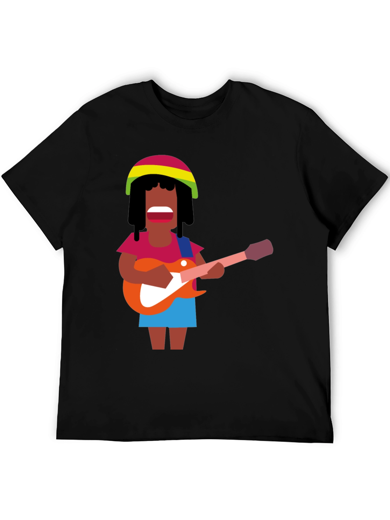 Rasta Reggae Musician Graphic Tee - Black