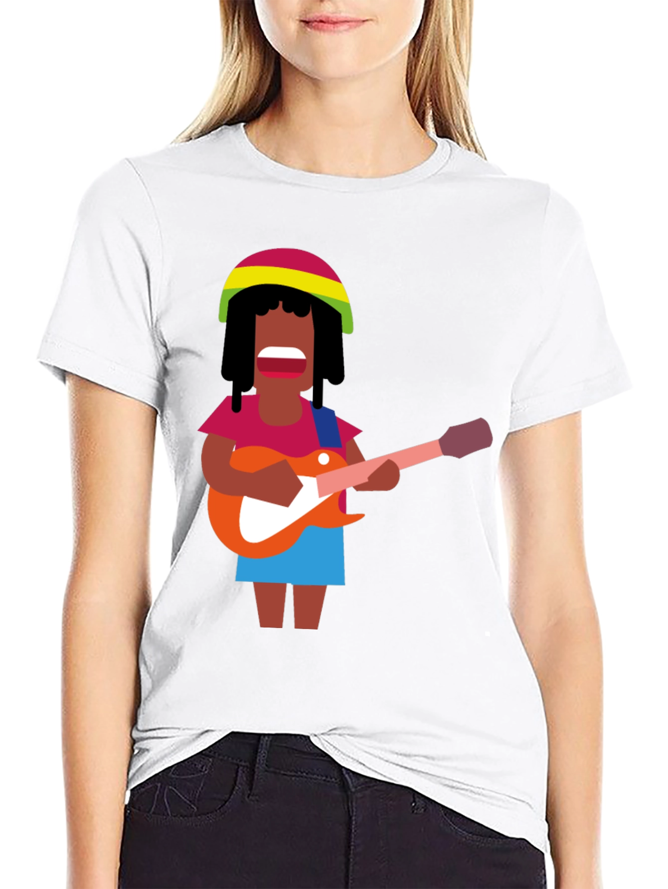 Rasta Reggae Musician Graphic Tee - Black