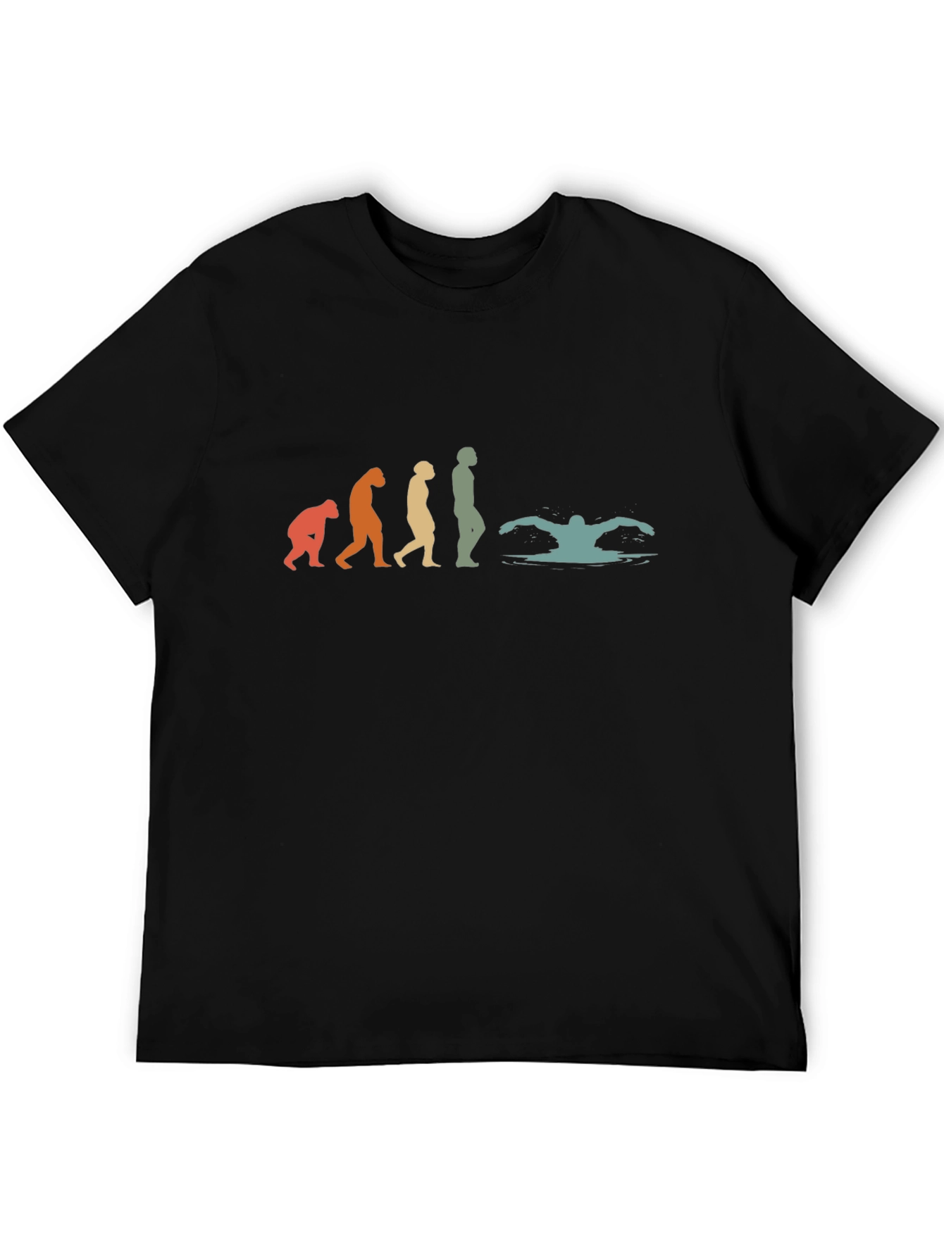 Evolution of Swimming Black T-Shirt