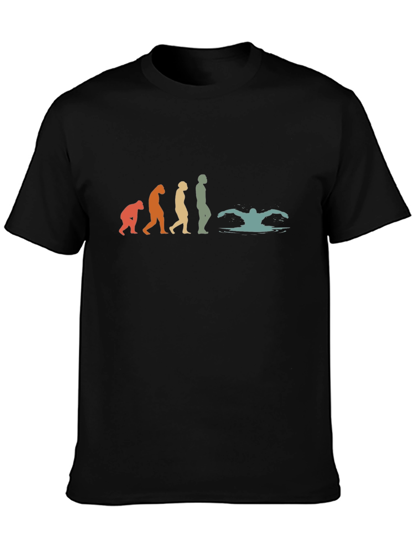 Evolution of Swimming Black T-Shirt
