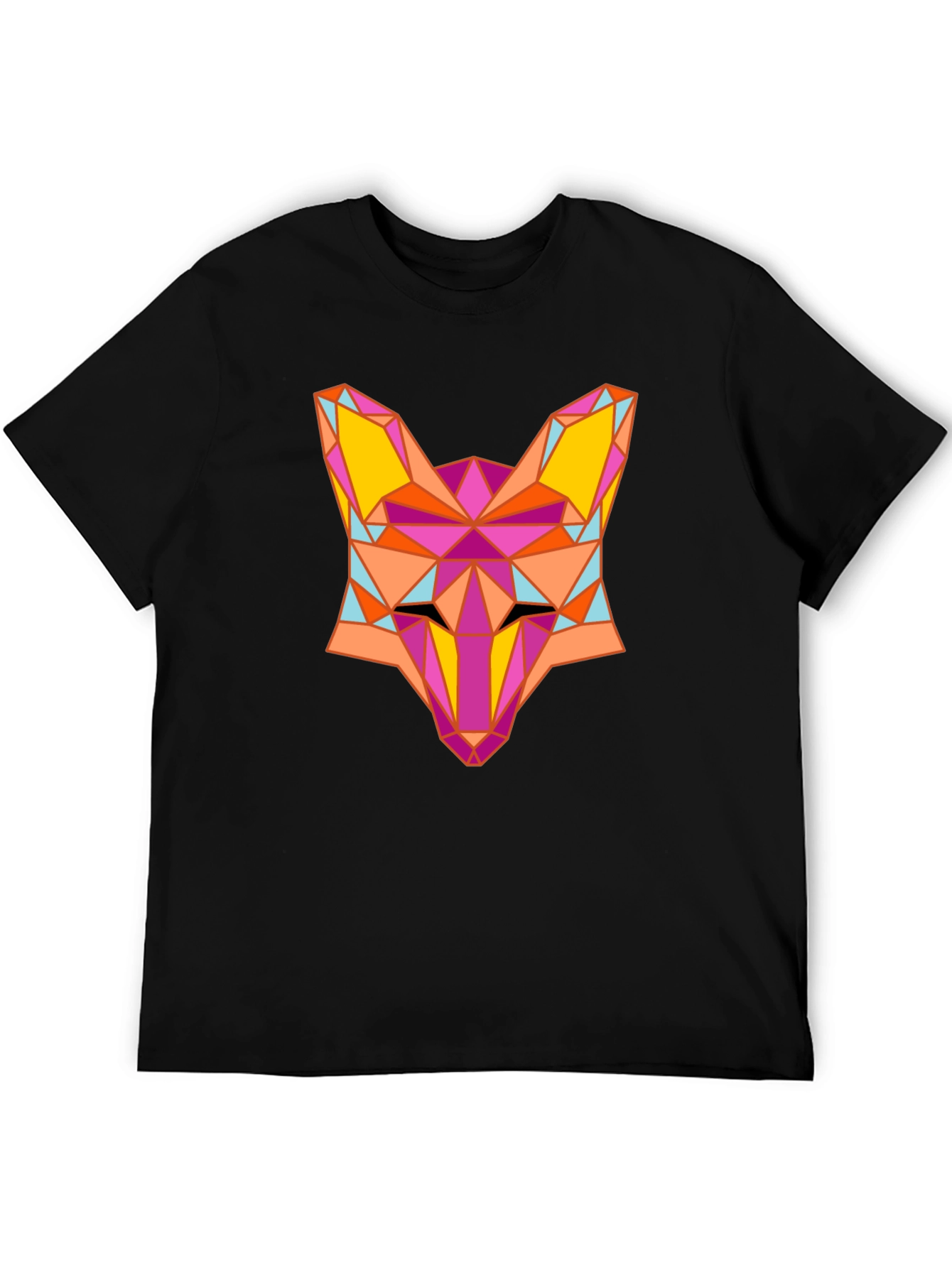 Geometric Fox Graphic Black T-Shirt