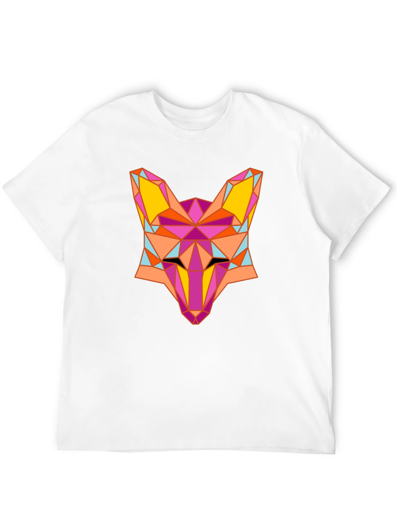 Geometric Fox Graphic Black T-Shirt