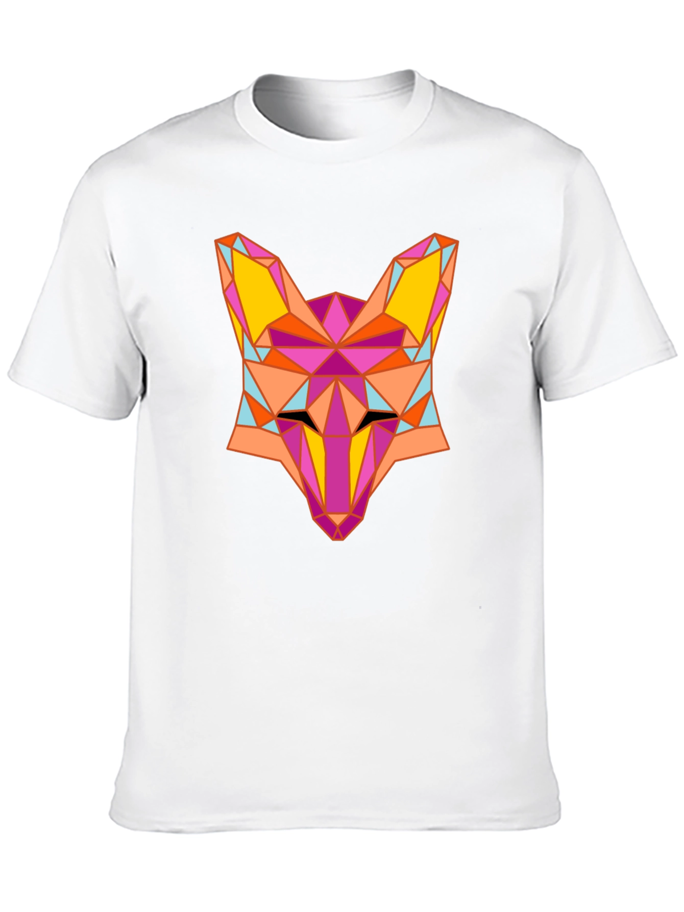 Geometric Fox Graphic Black T-Shirt