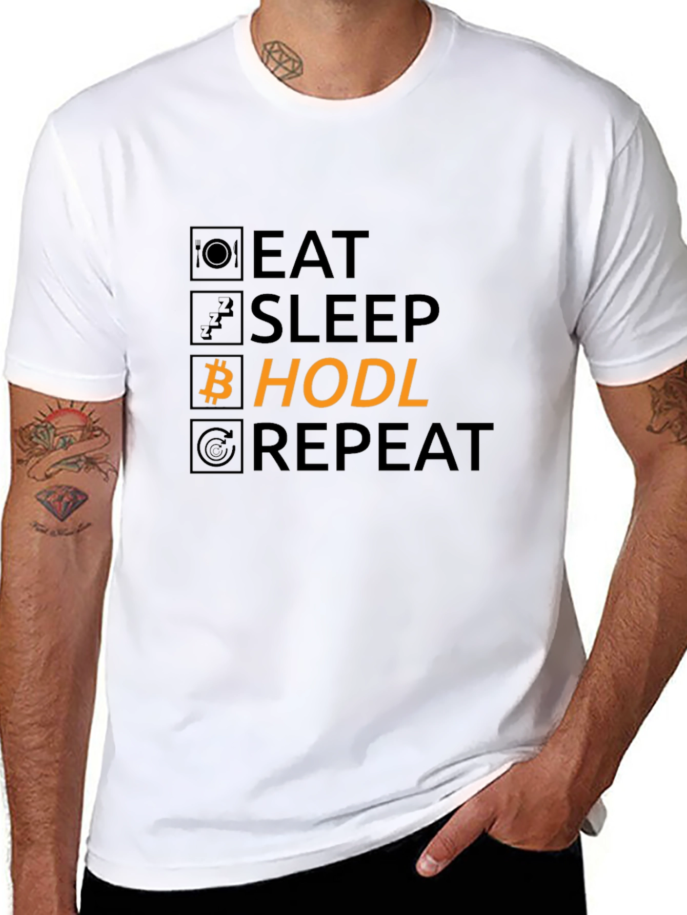 Eat Sleep Hodl Repeat Bitcoin Black T-Shirt