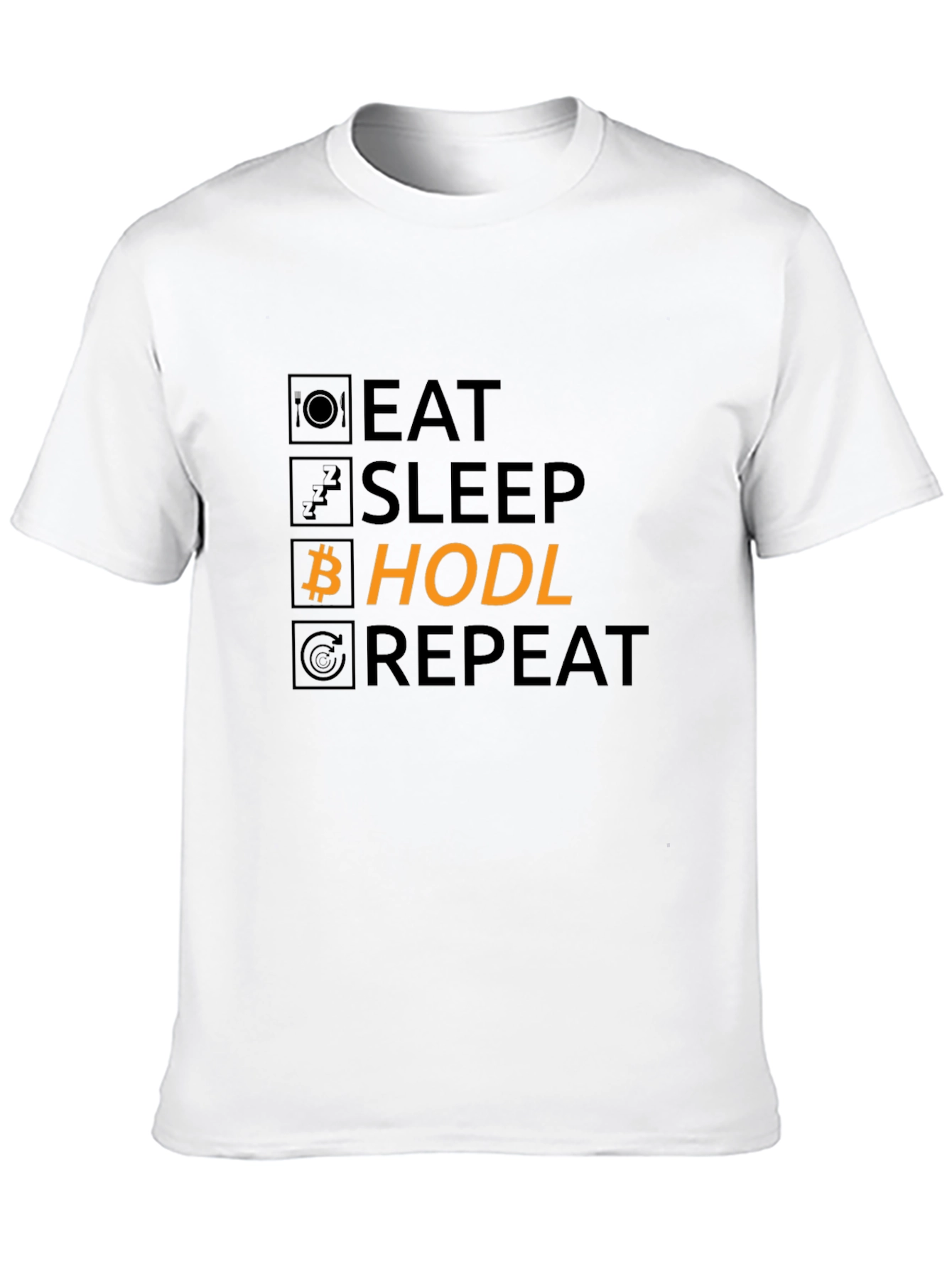Eat Sleep Hodl Repeat Bitcoin Black T-Shirt