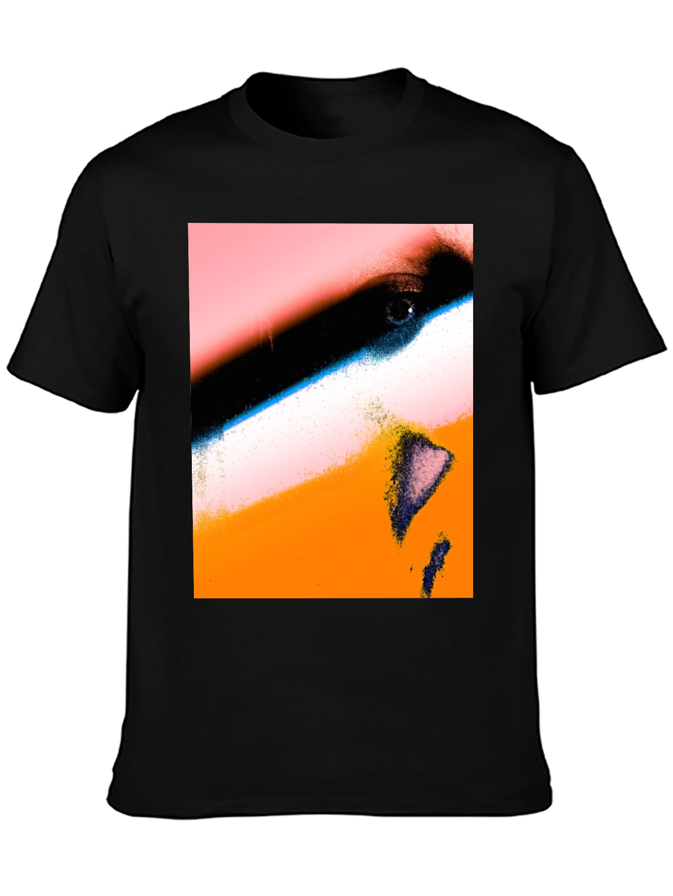 Abstract Face Print Black T-Shirt