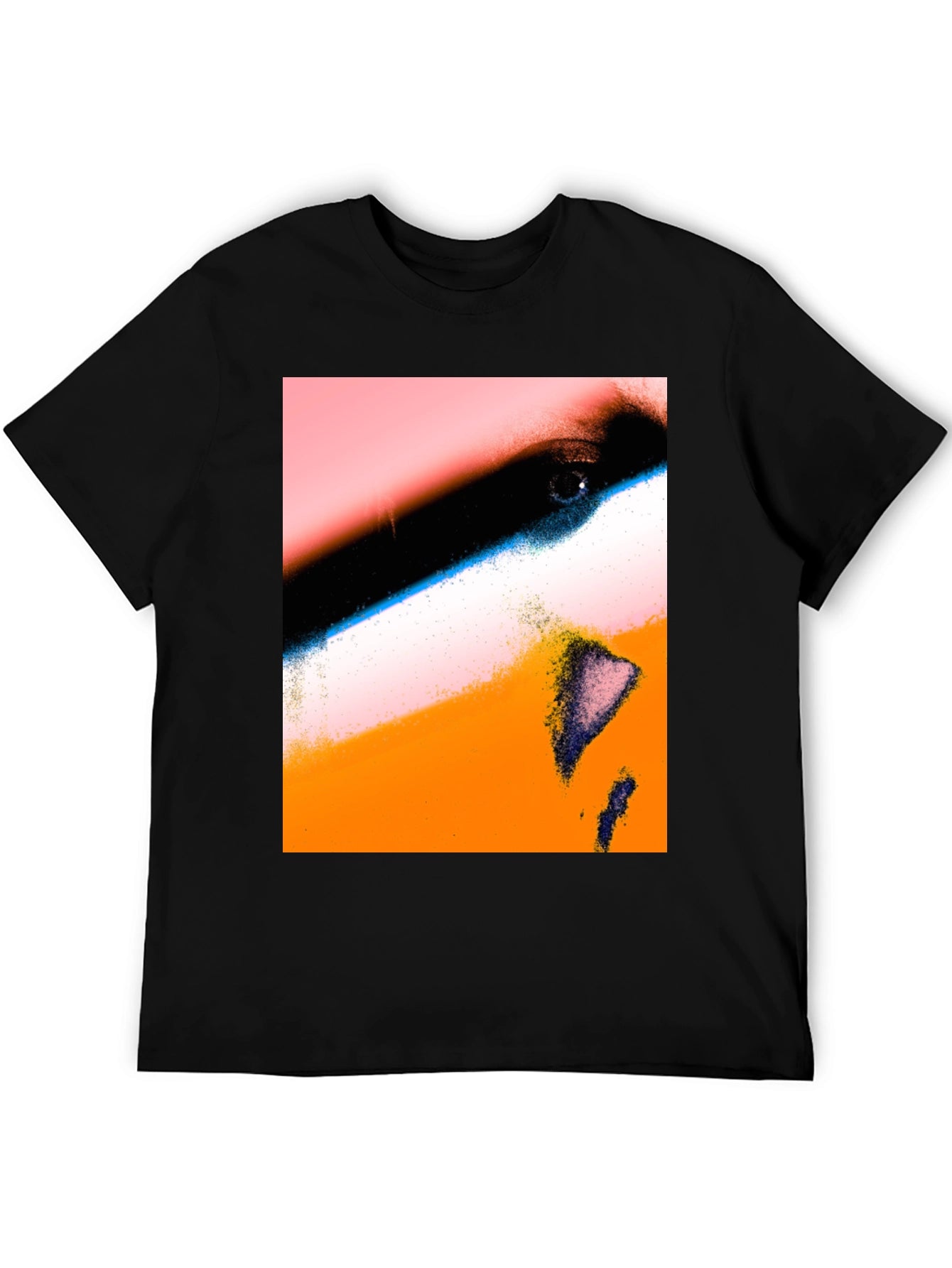 Abstract Face Print Black T-Shirt