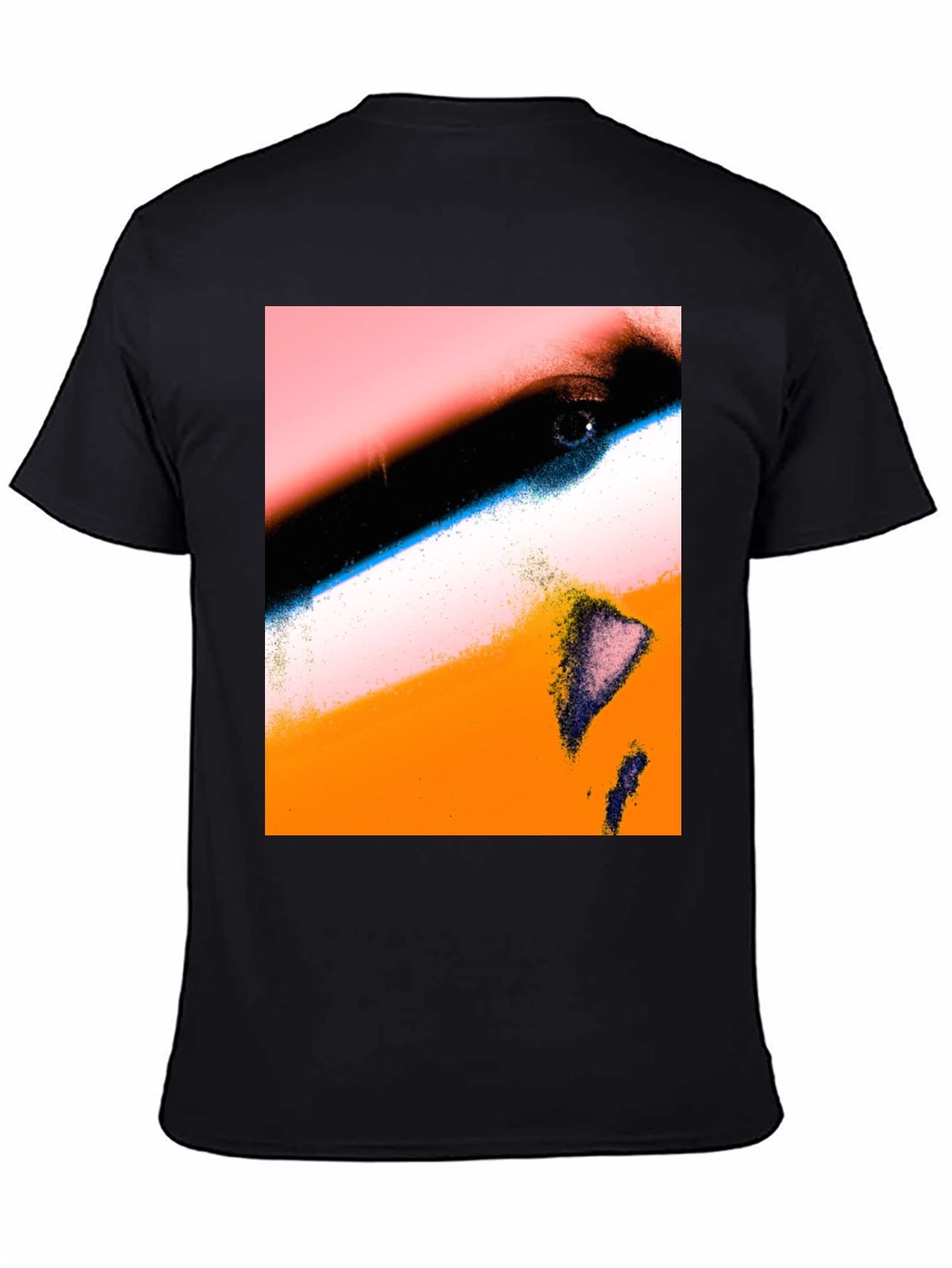 Abstract Face Print Black T-Shirt