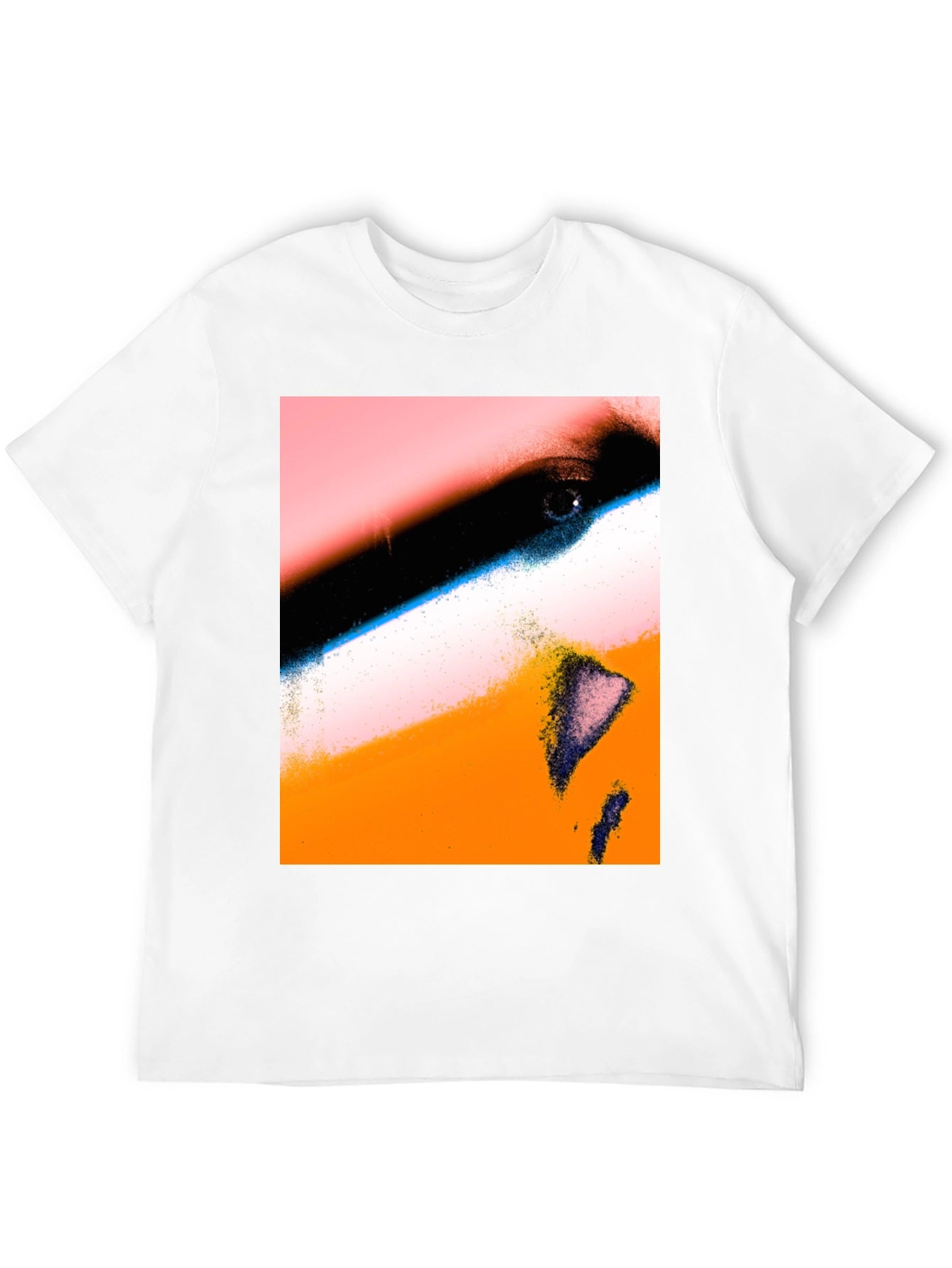 Abstract Face Print Black T-Shirt