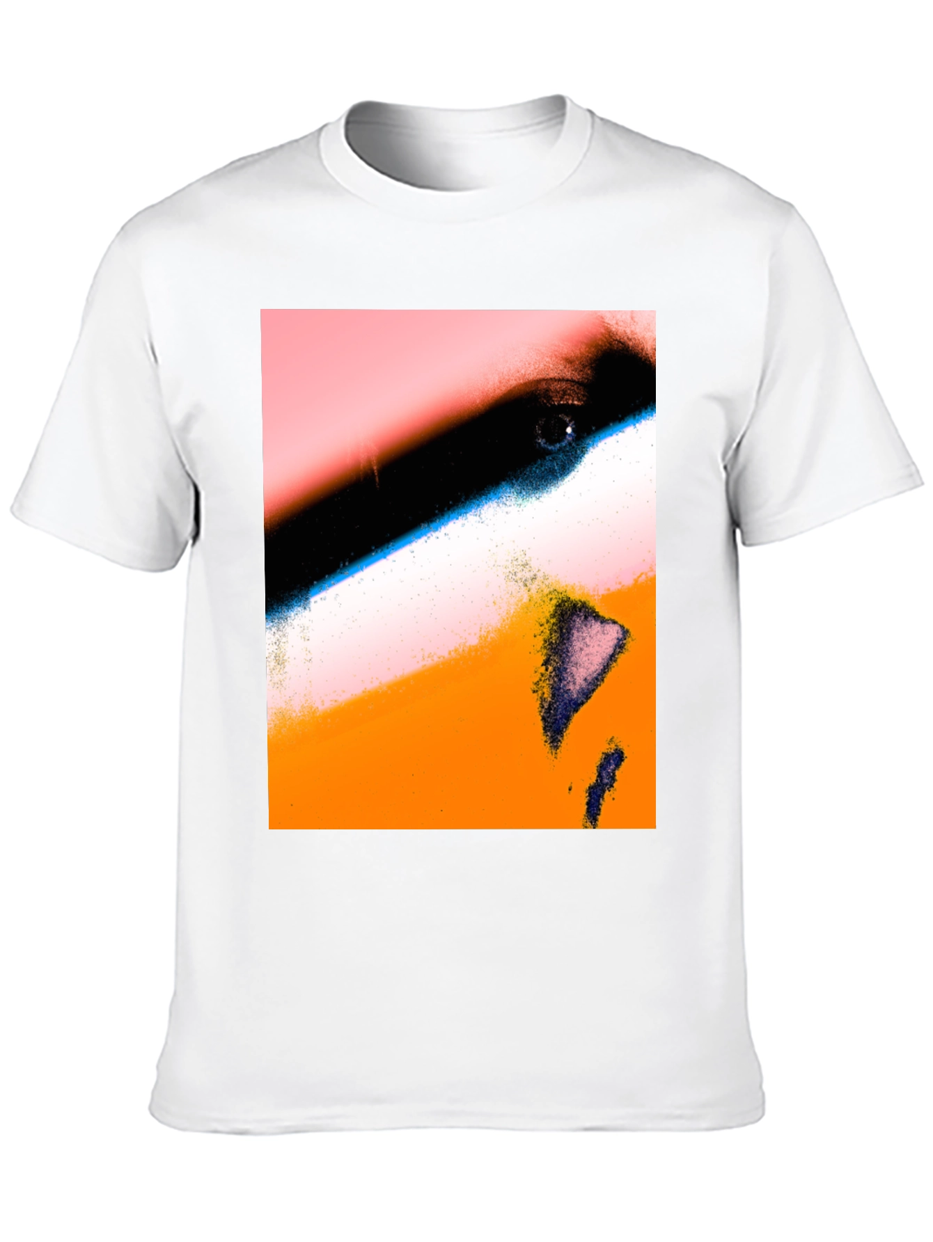 Abstract Face Print Black T-Shirt