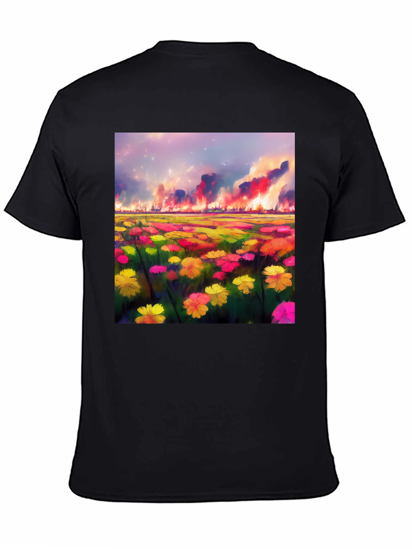Floral Field Fire T-Shirt: Unique Graphic Tee