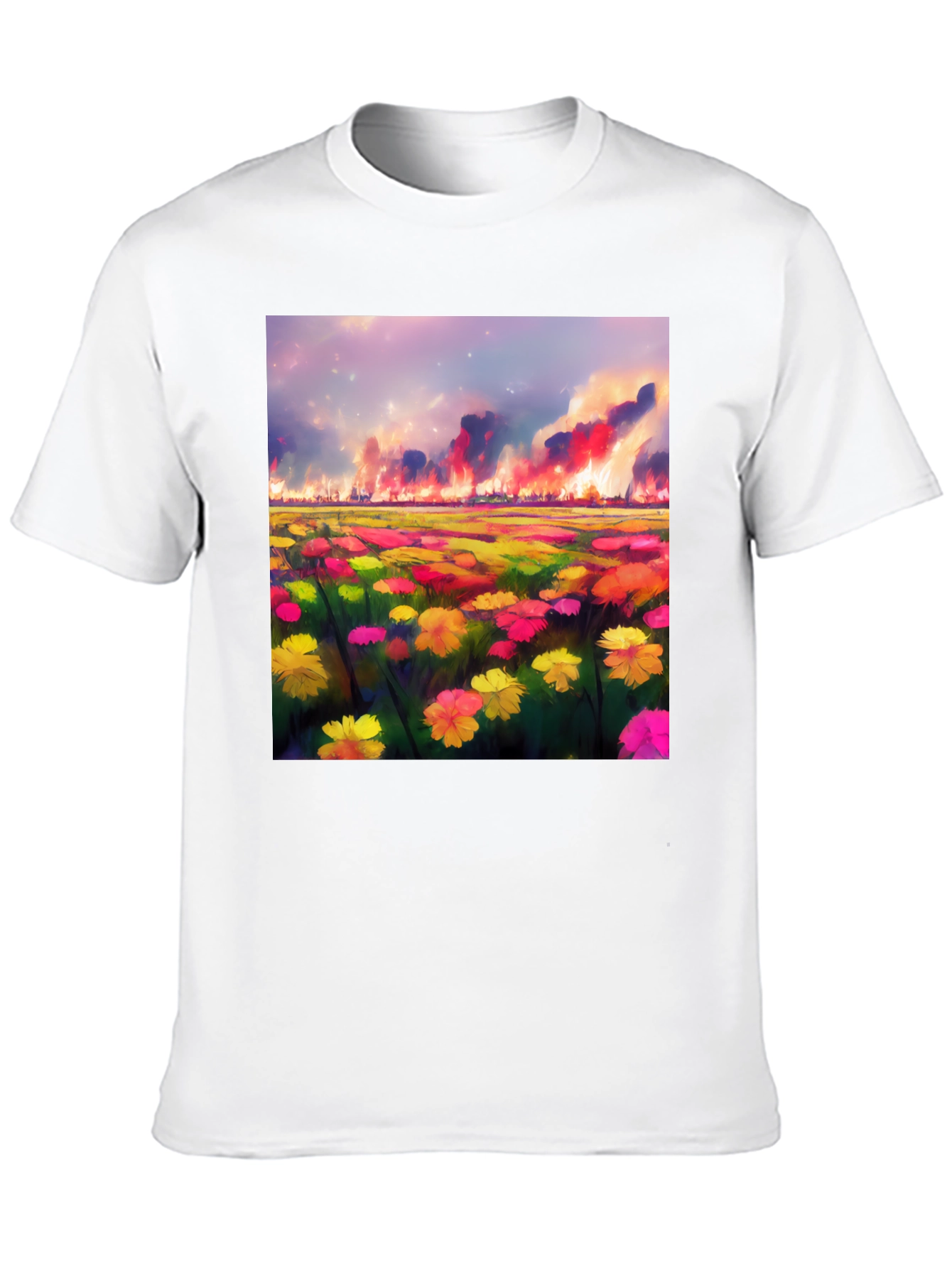 Floral Field Fire T-Shirt: Unique Graphic Tee