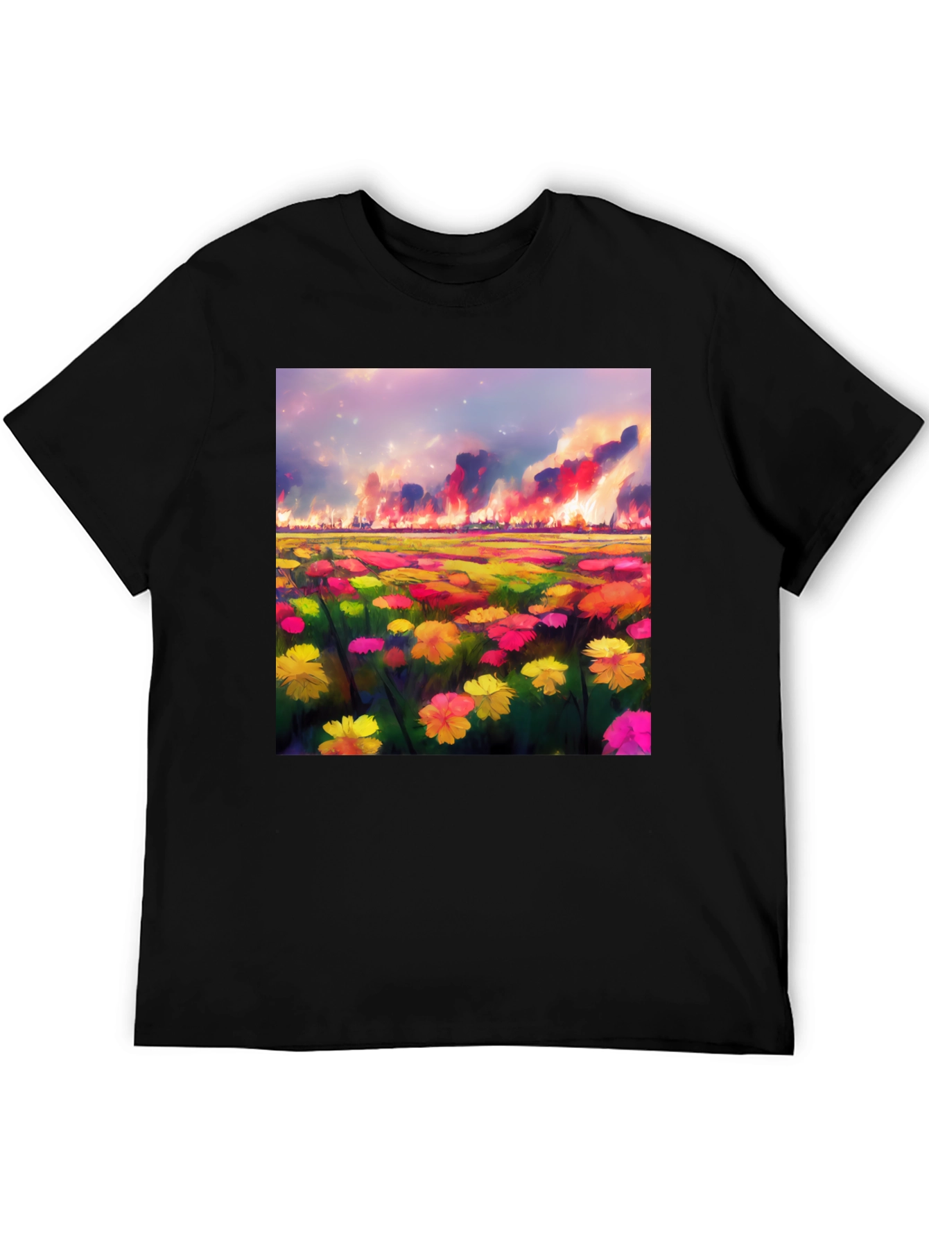 Floral Field Fire T-Shirt: Unique Graphic Tee