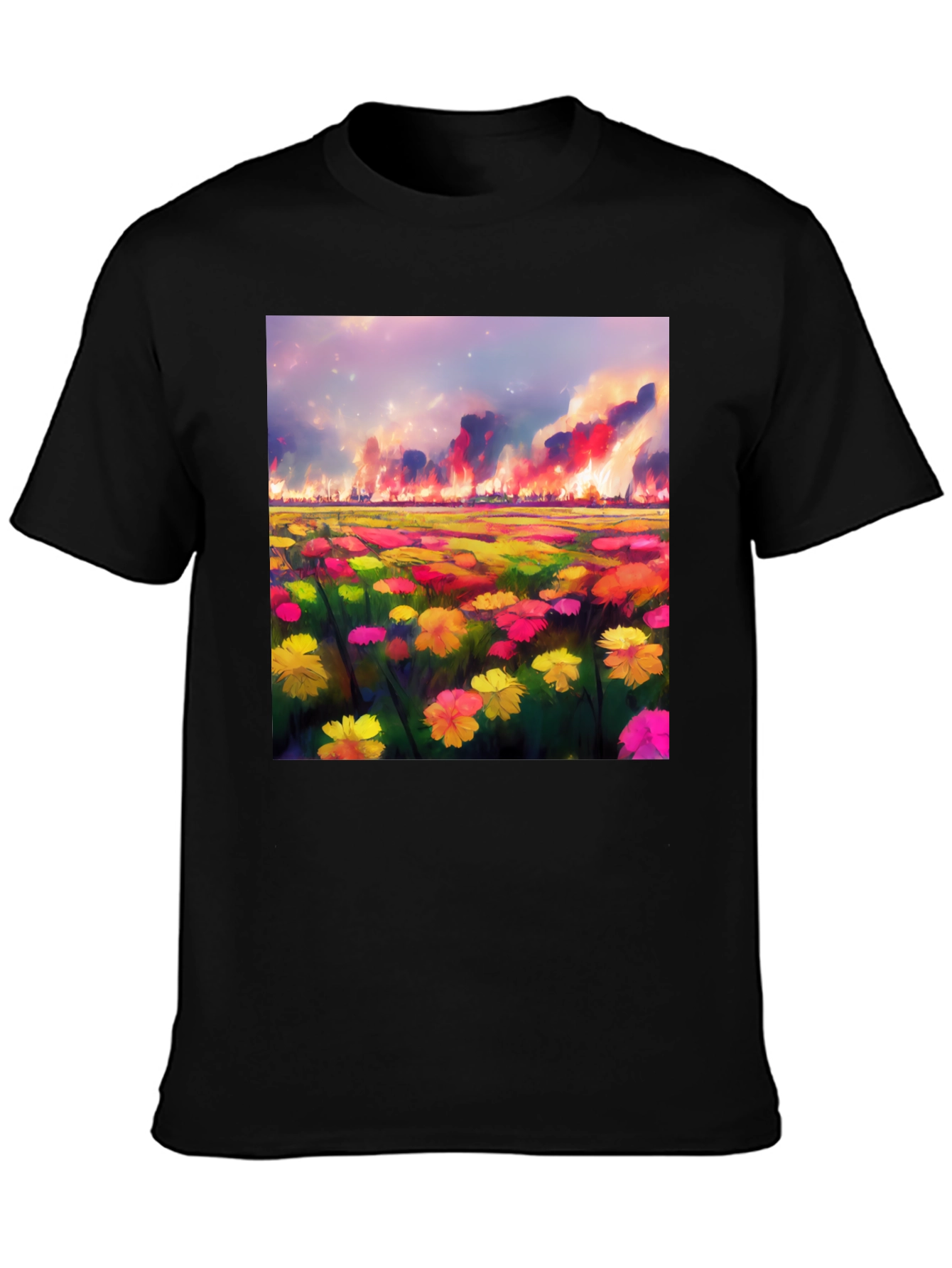 Floral Field Fire T-Shirt: Unique Graphic Tee