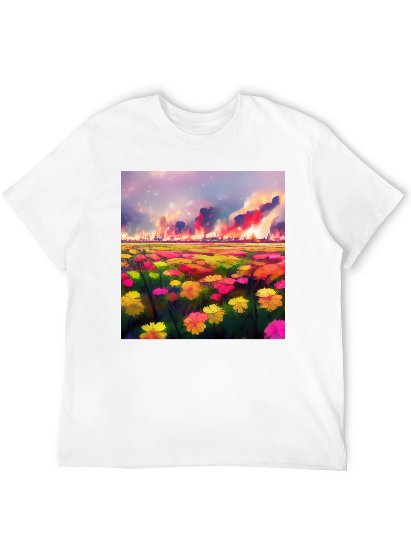 Floral Field Fire T-Shirt: Unique Graphic Tee