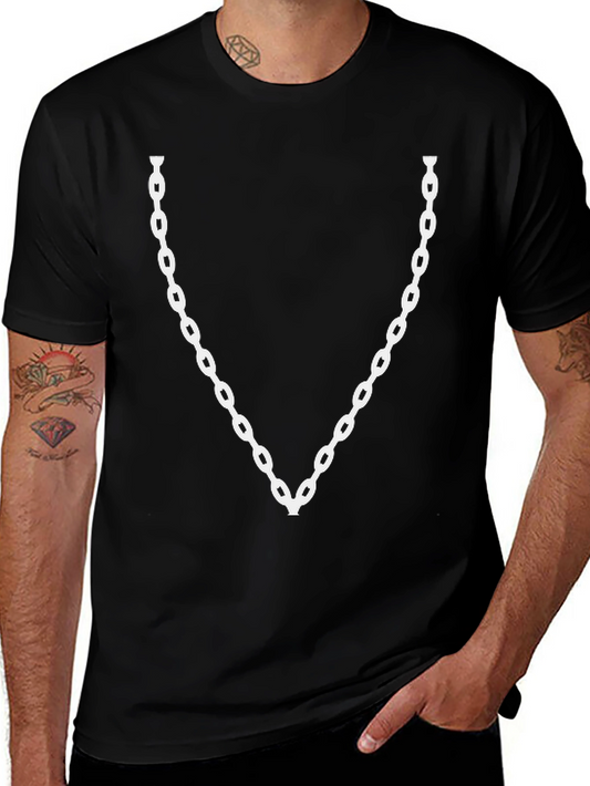 Chain Graphic Crew Neck T-Shirt - Stylish Casual Tee