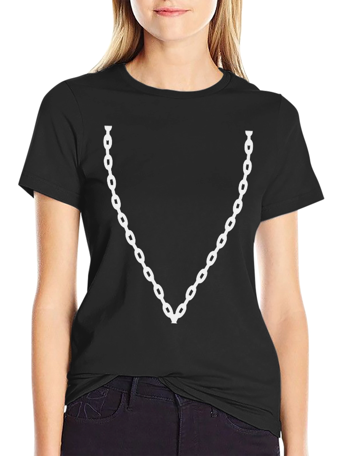 Chain Graphic Crew Neck T-Shirt - Stylish Casual Tee