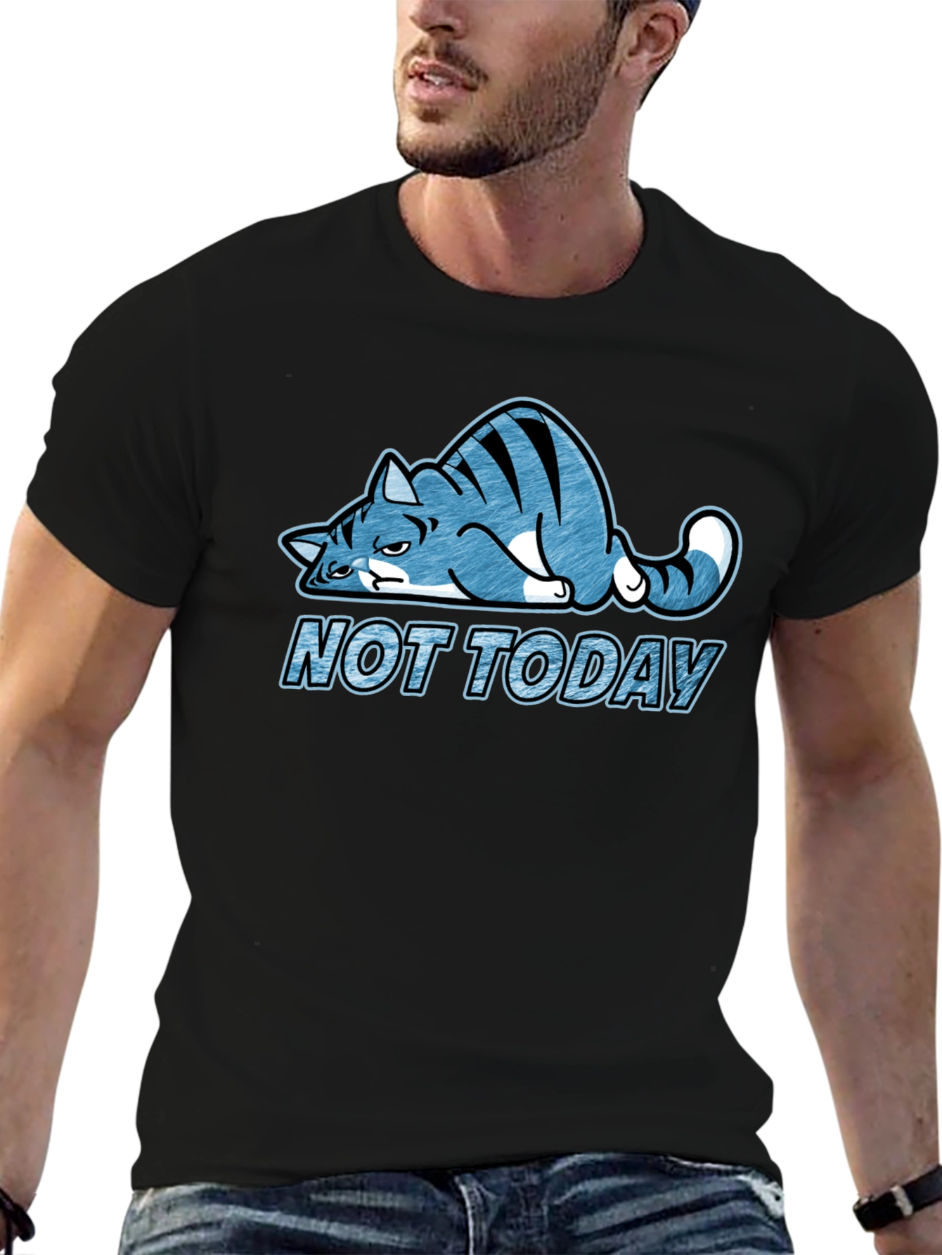 Not Today Cat Graphic Tee - Lazy Cat T-Shirt