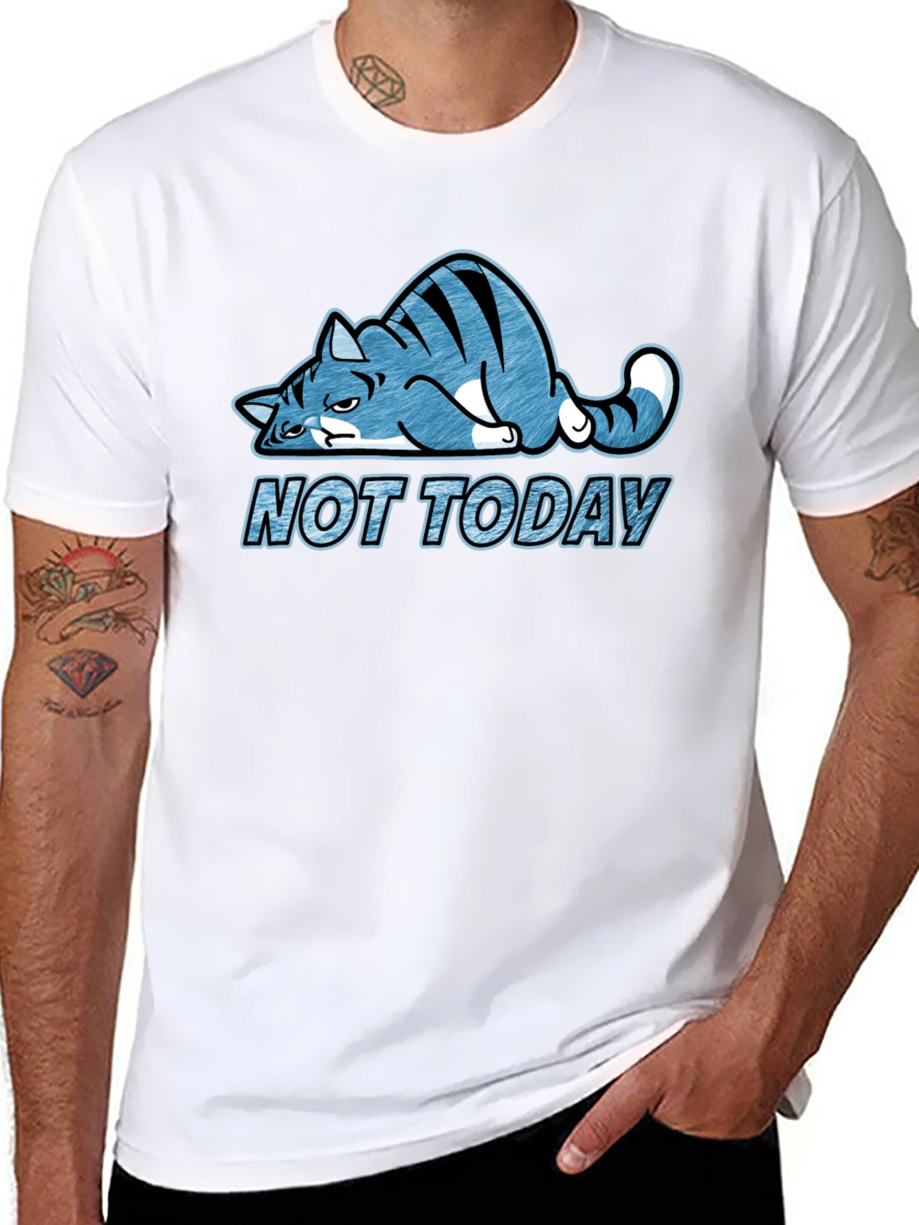 Not Today Cat Graphic Tee - Lazy Cat T-Shirt