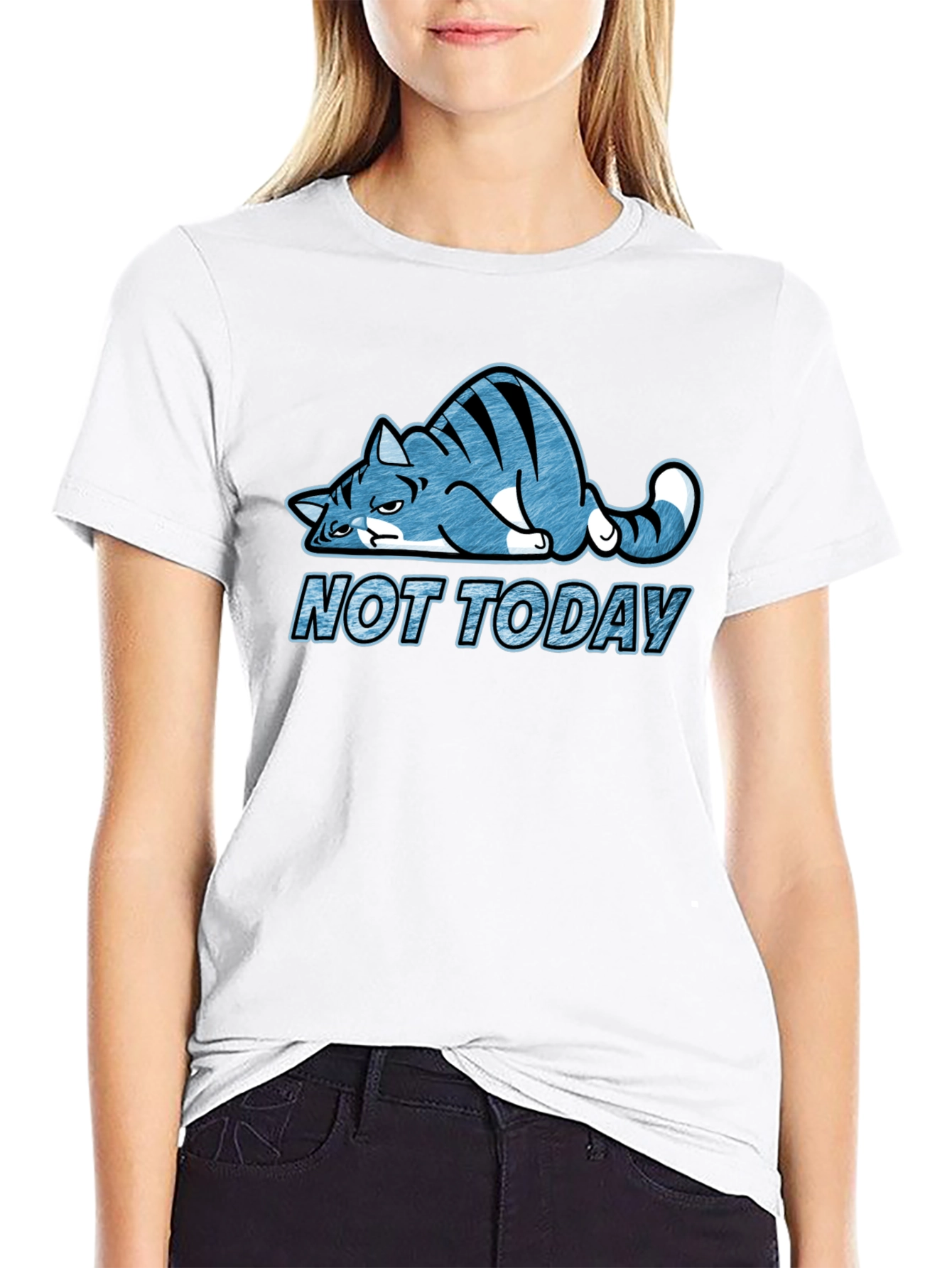 Not Today Cat Graphic Tee - Lazy Cat T-Shirt