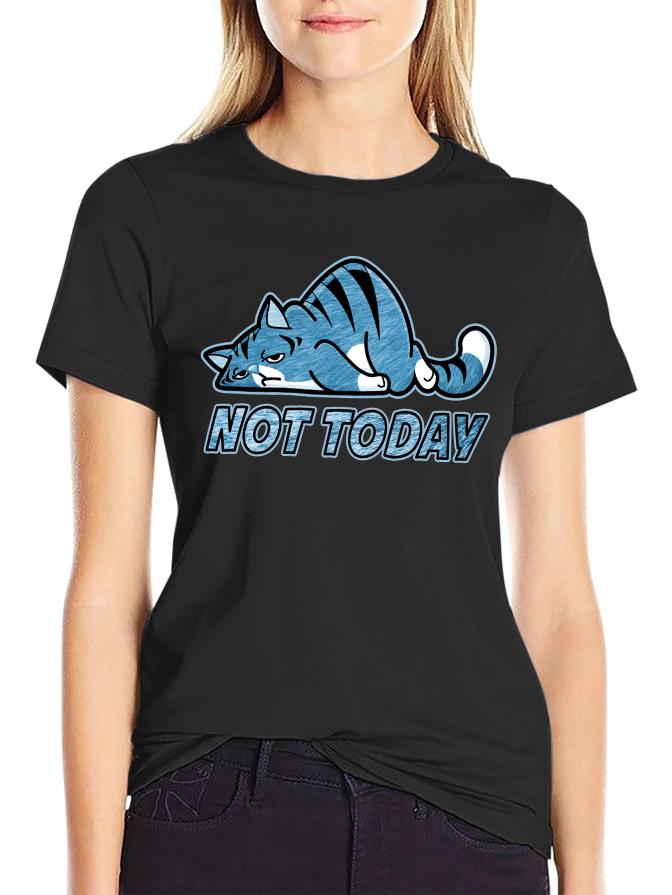 Not Today Cat Graphic Tee - Lazy Cat T-Shirt