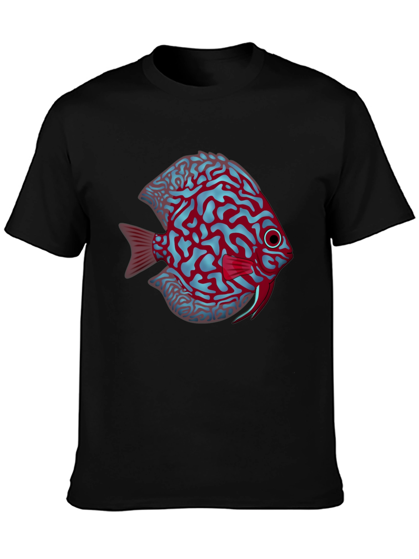 Cool Graphic Fish Print Black Tee