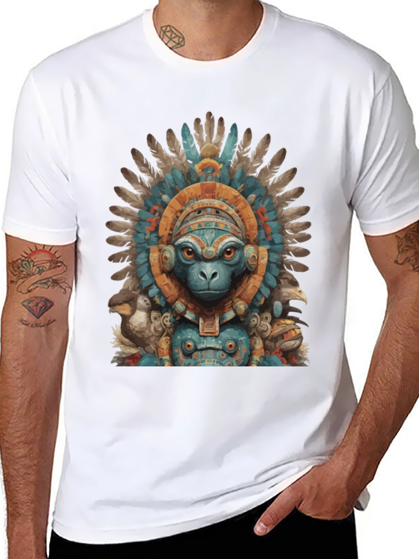 Monkey Aztec Headdress Graphic Tee