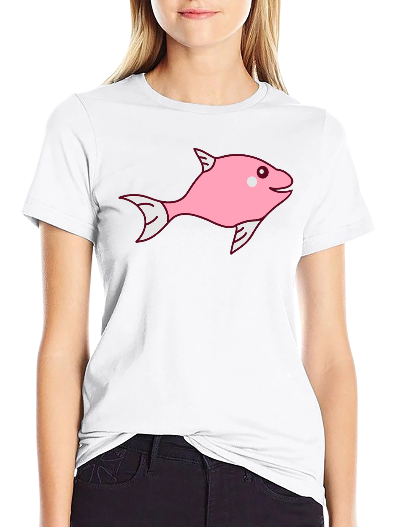 Pink Fish Graphic Tee - Black Cotton Blend