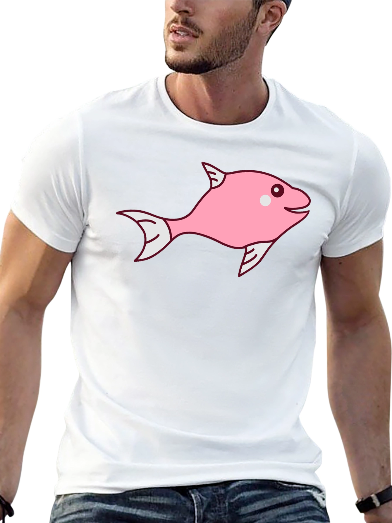 Pink Fish Graphic Tee - Black Cotton Blend