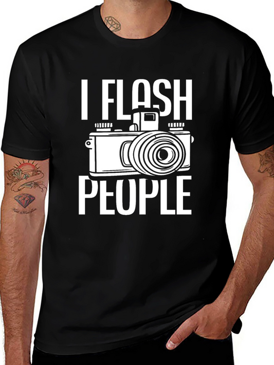 I Flash People Camera Graphic Black T-Shirt
