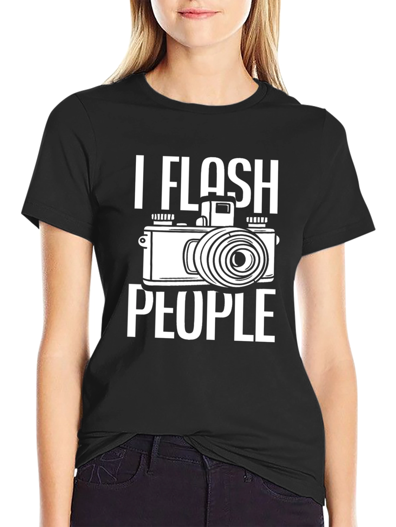 I Flash People Camera Graphic Black T-Shirt