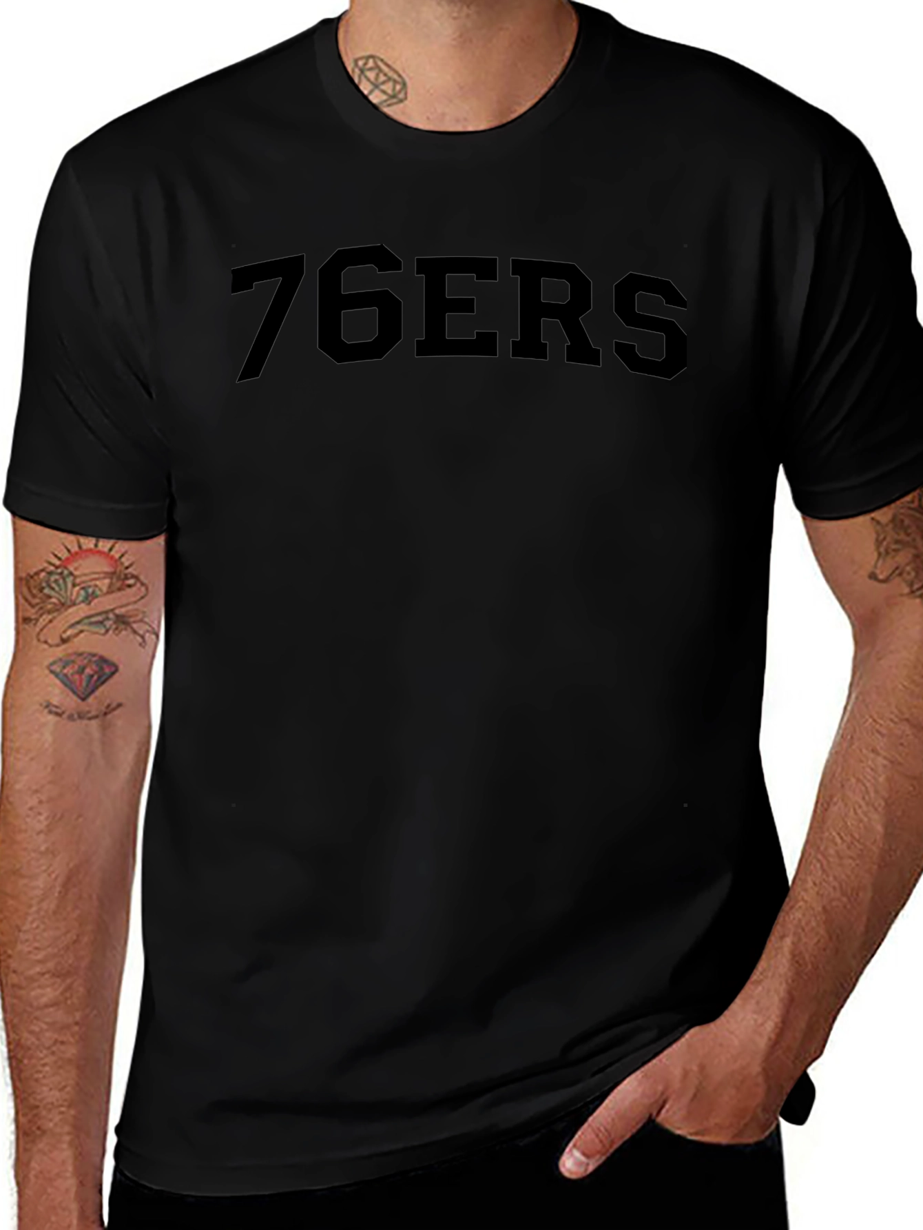 76ers Black Graphic T-Shirt - Mens