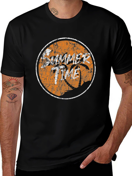 Summer Time Graphic Tee - Black Cotton T-Shirt