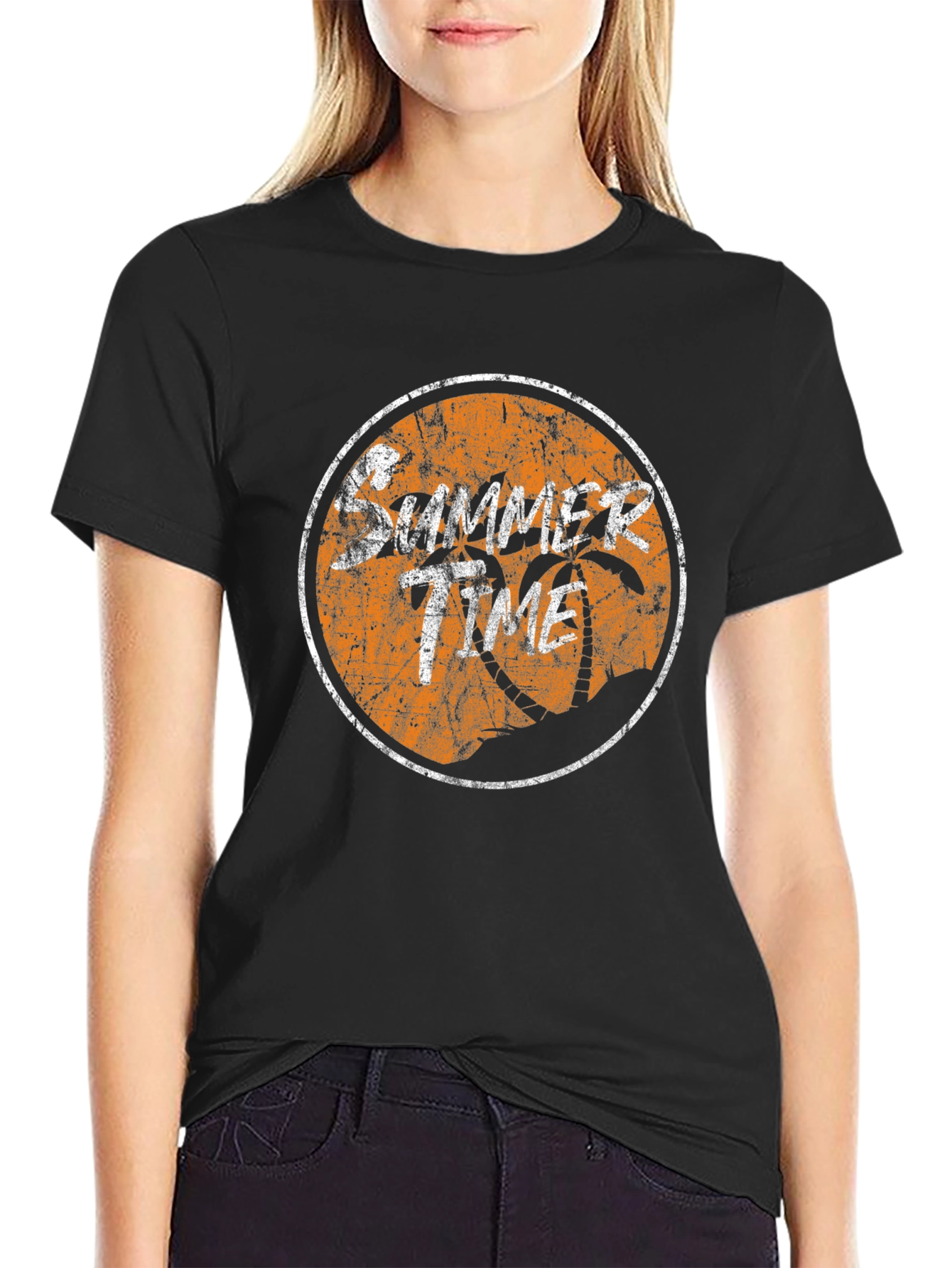 Summer Time Graphic Tee - Black Cotton T-Shirt