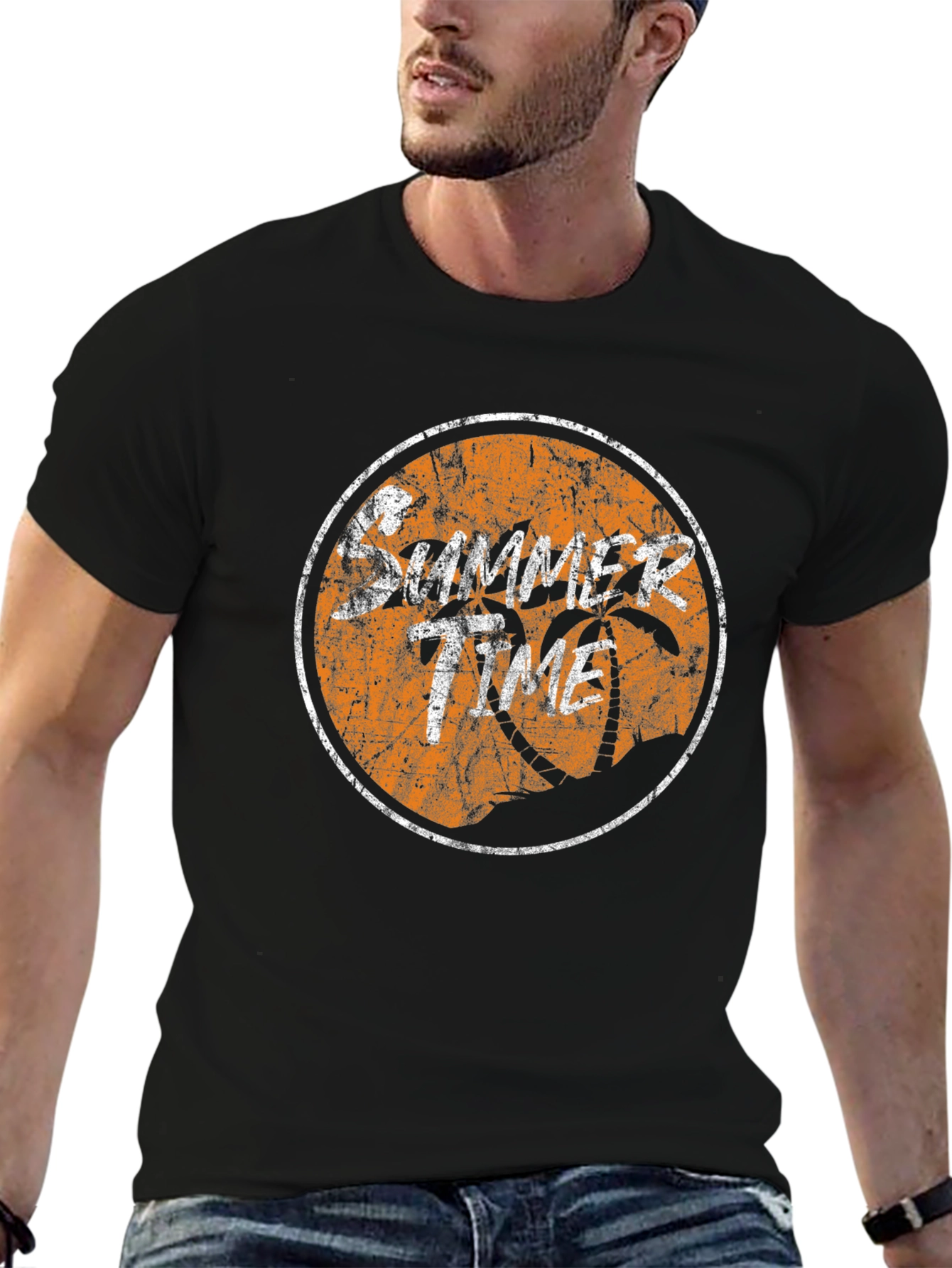 Summer Time Graphic Tee - Black Cotton T-Shirt